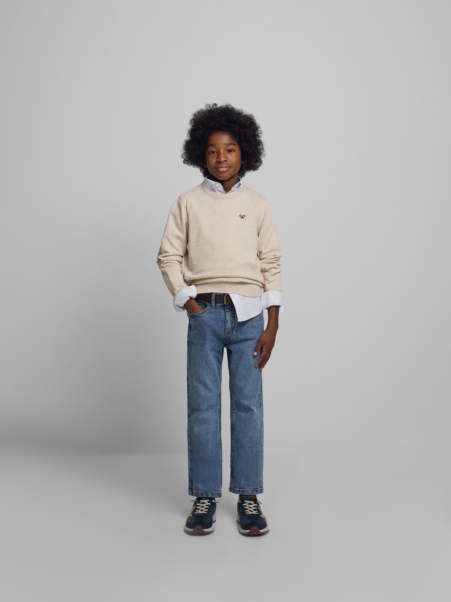 Pull en maille crème pour enfants