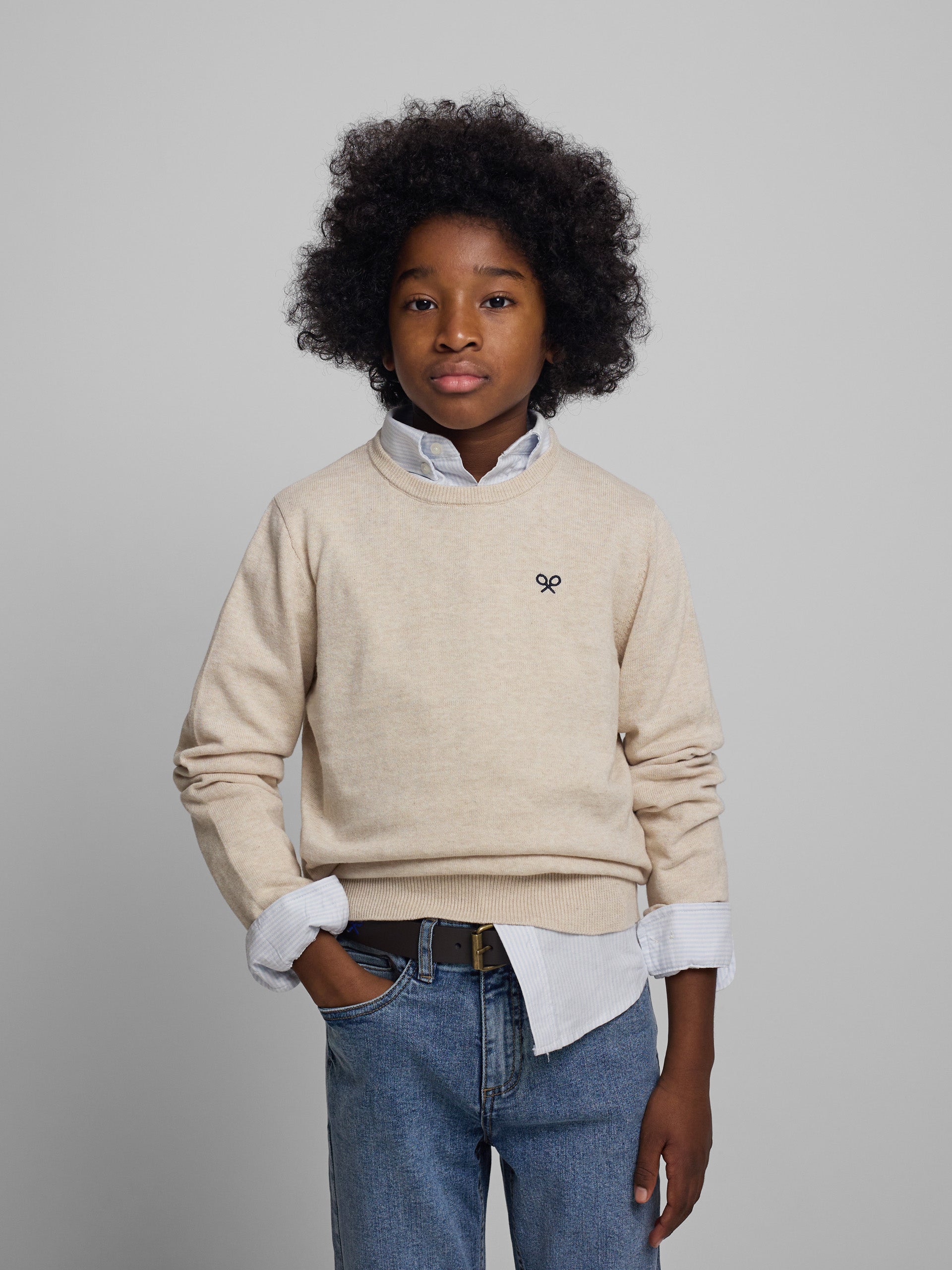 Pull en maille crème pour enfants