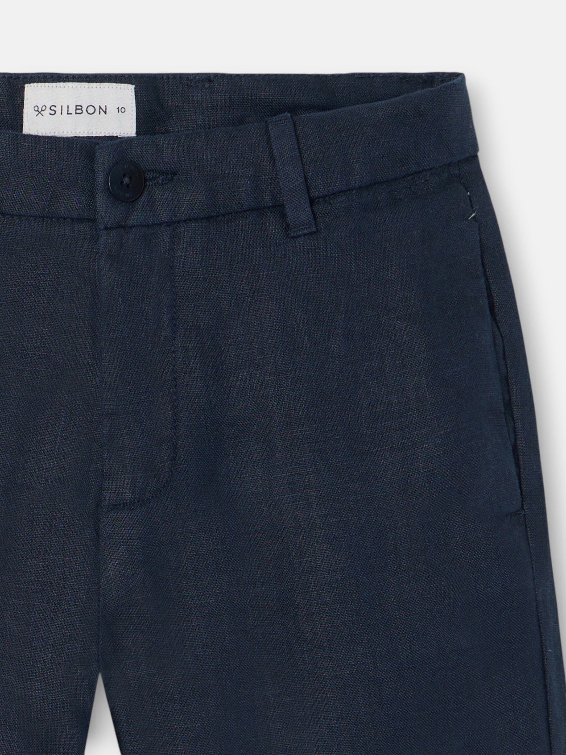 Pantalon de sport enfant en lin bleu marine