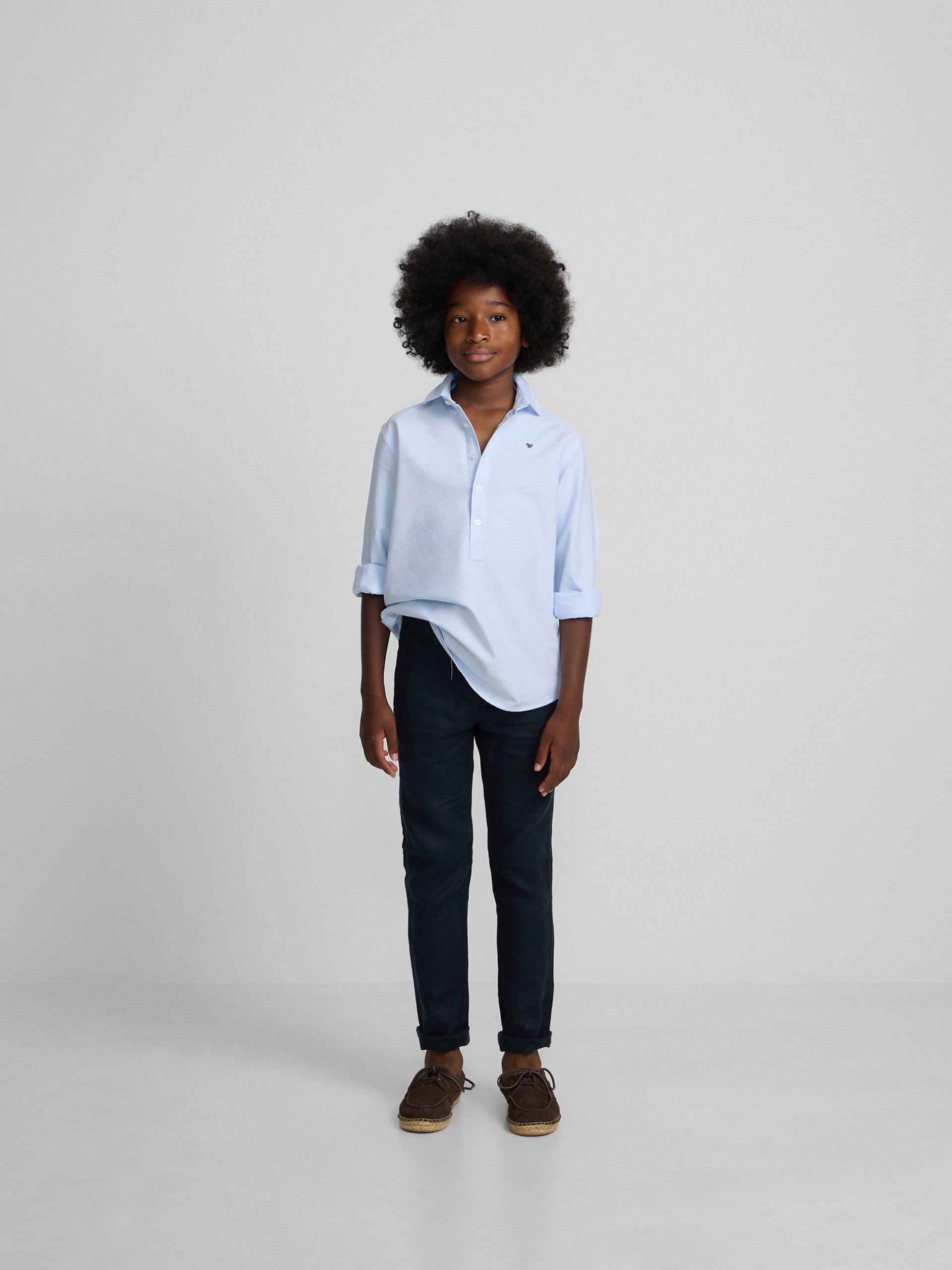 Pantalon de sport enfant en lin bleu marine