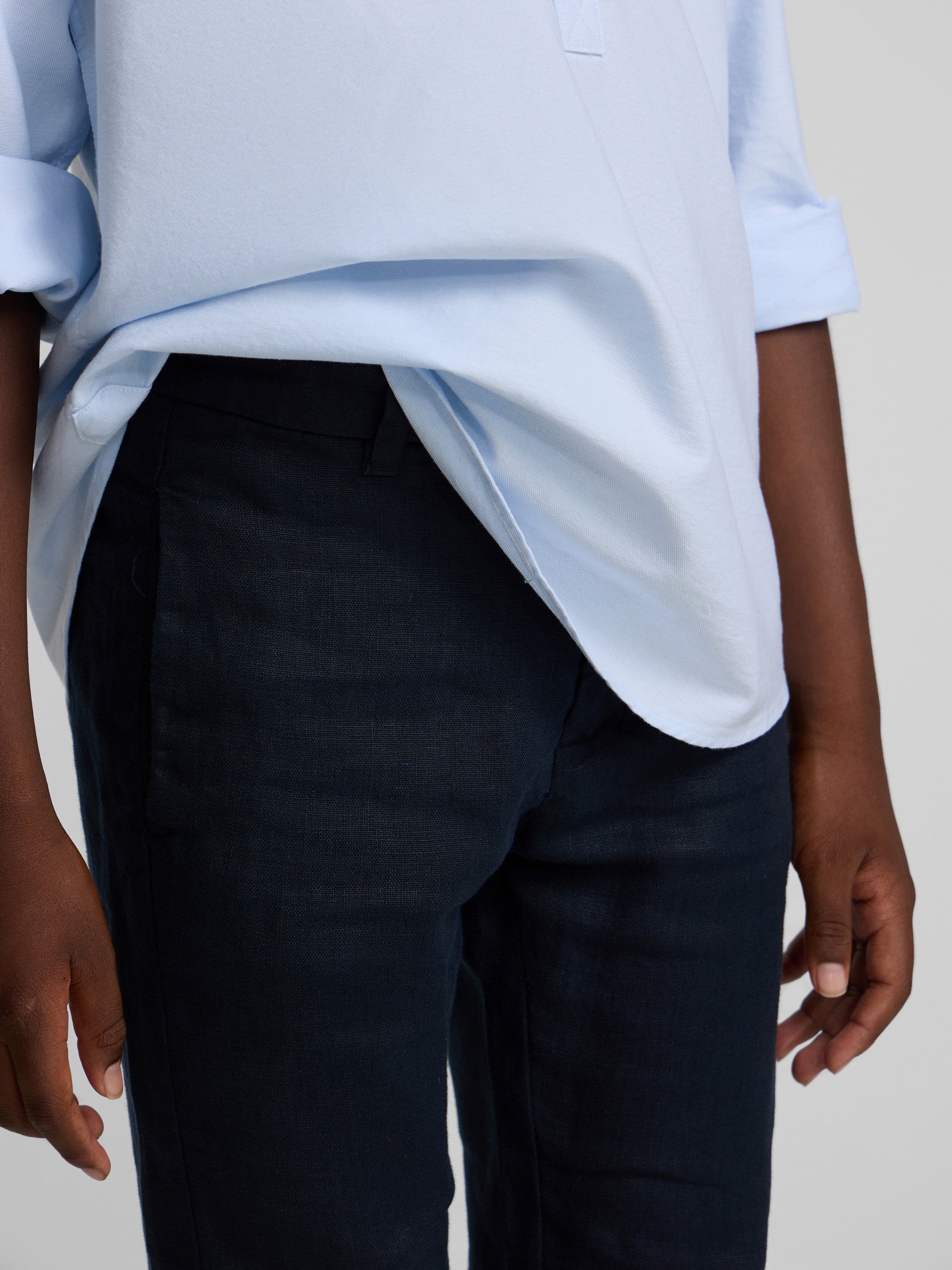 Pantalon de sport enfant en lin bleu marine