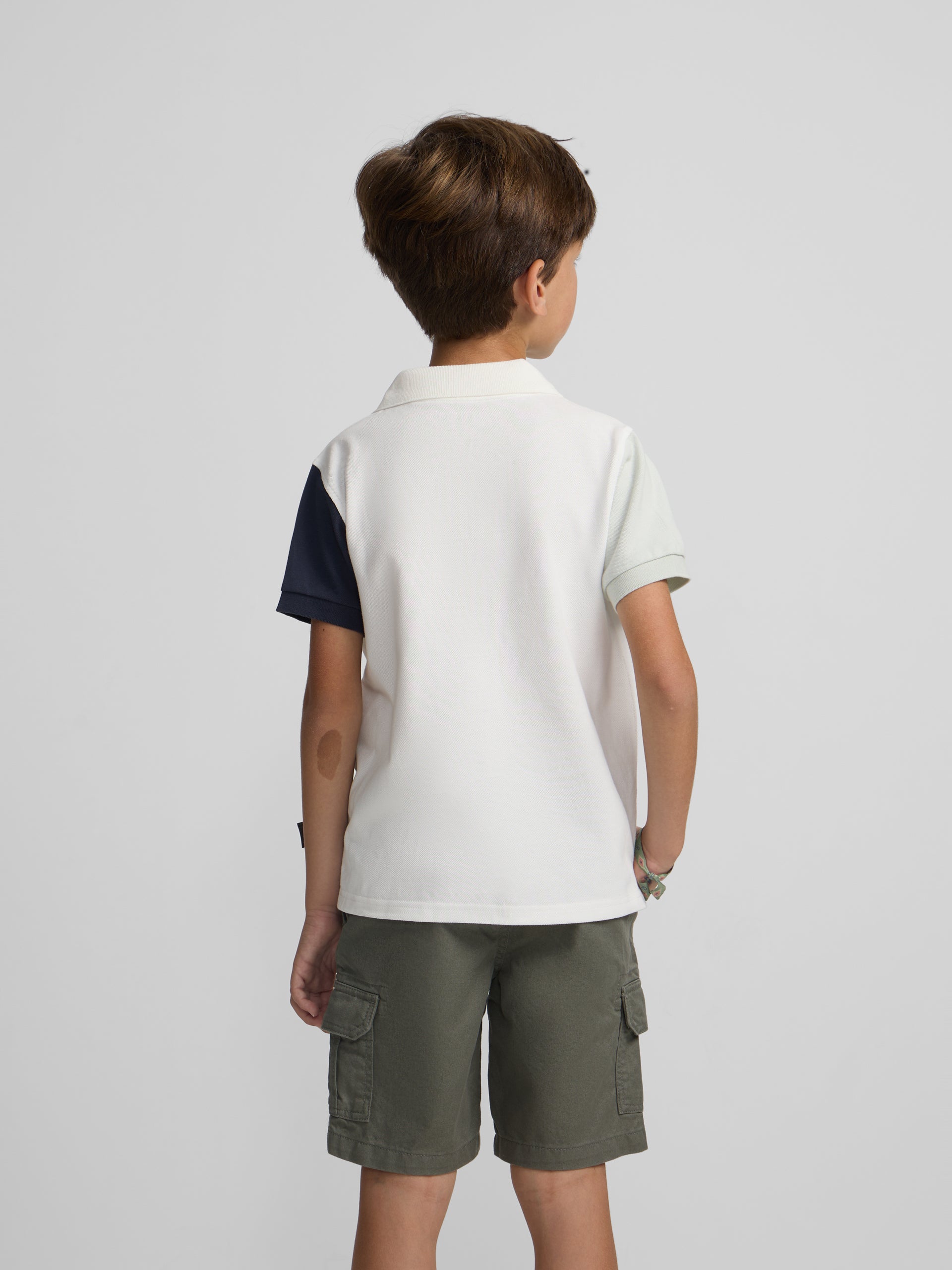 Polo kids tricolor blanco