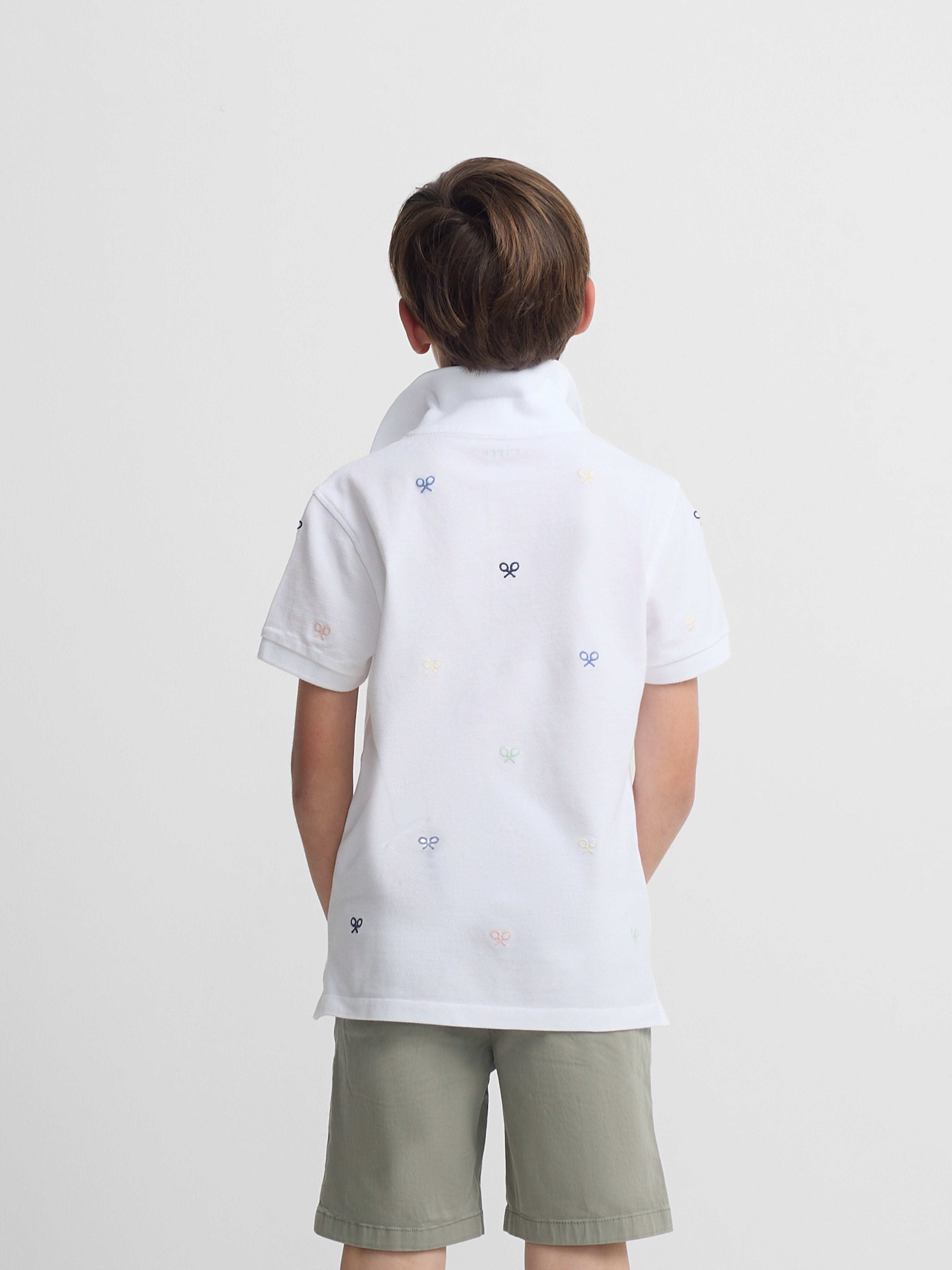 Polo infantil multiraquete cores branco