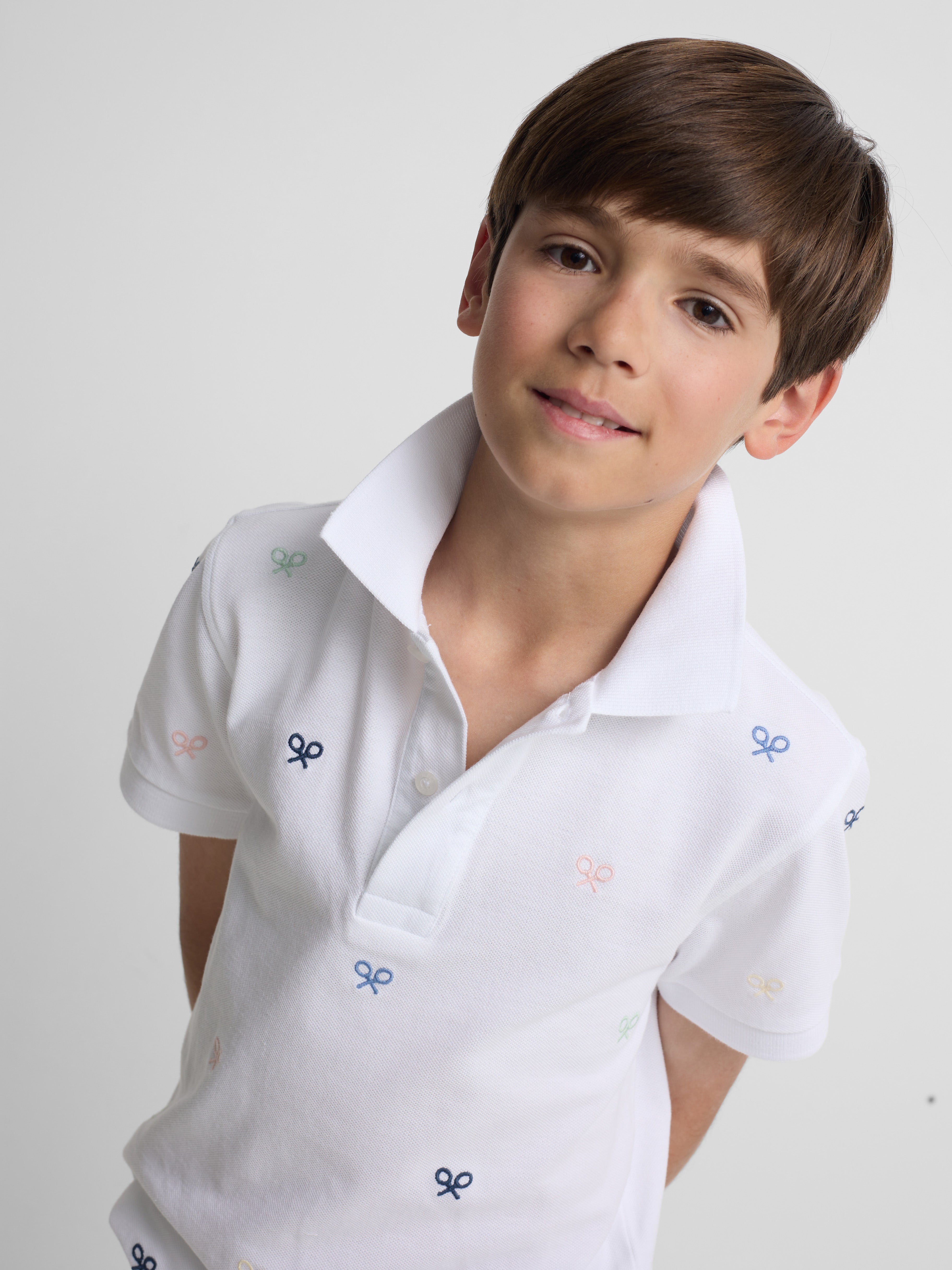 Polo infantil multiraquete cores branco