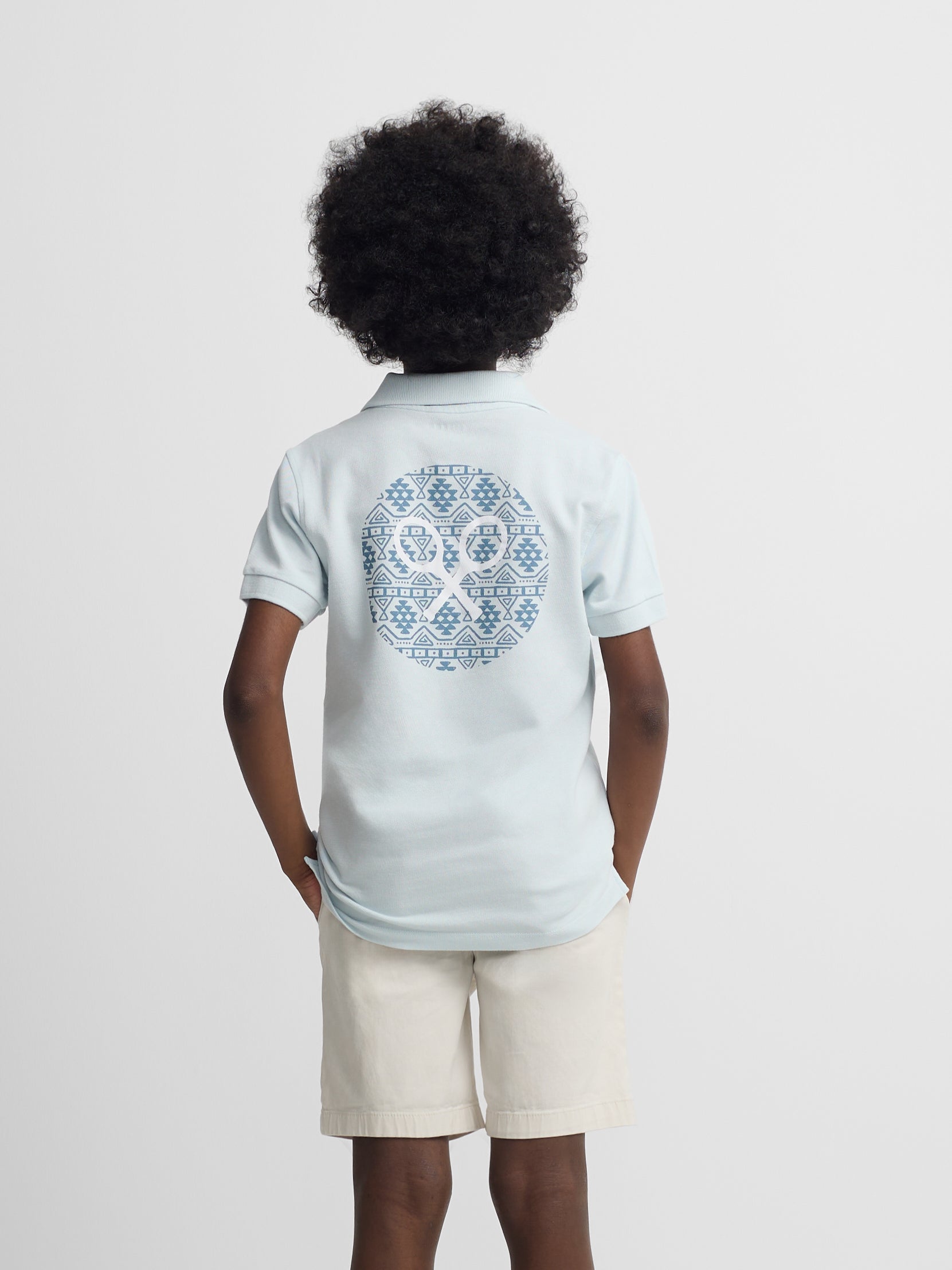 Kids' ethnic racket blue polo