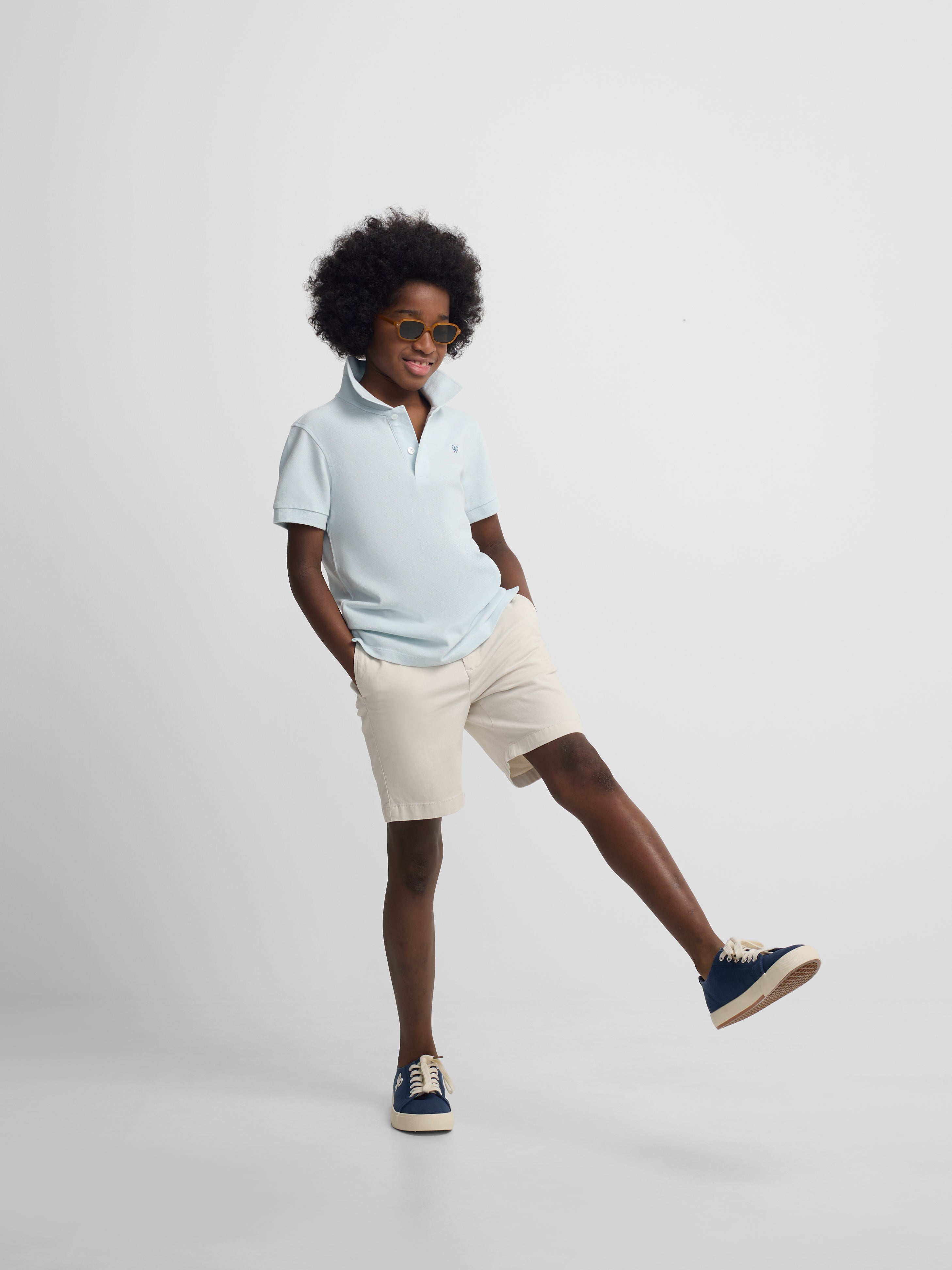 Kids' ethnic racket blue polo