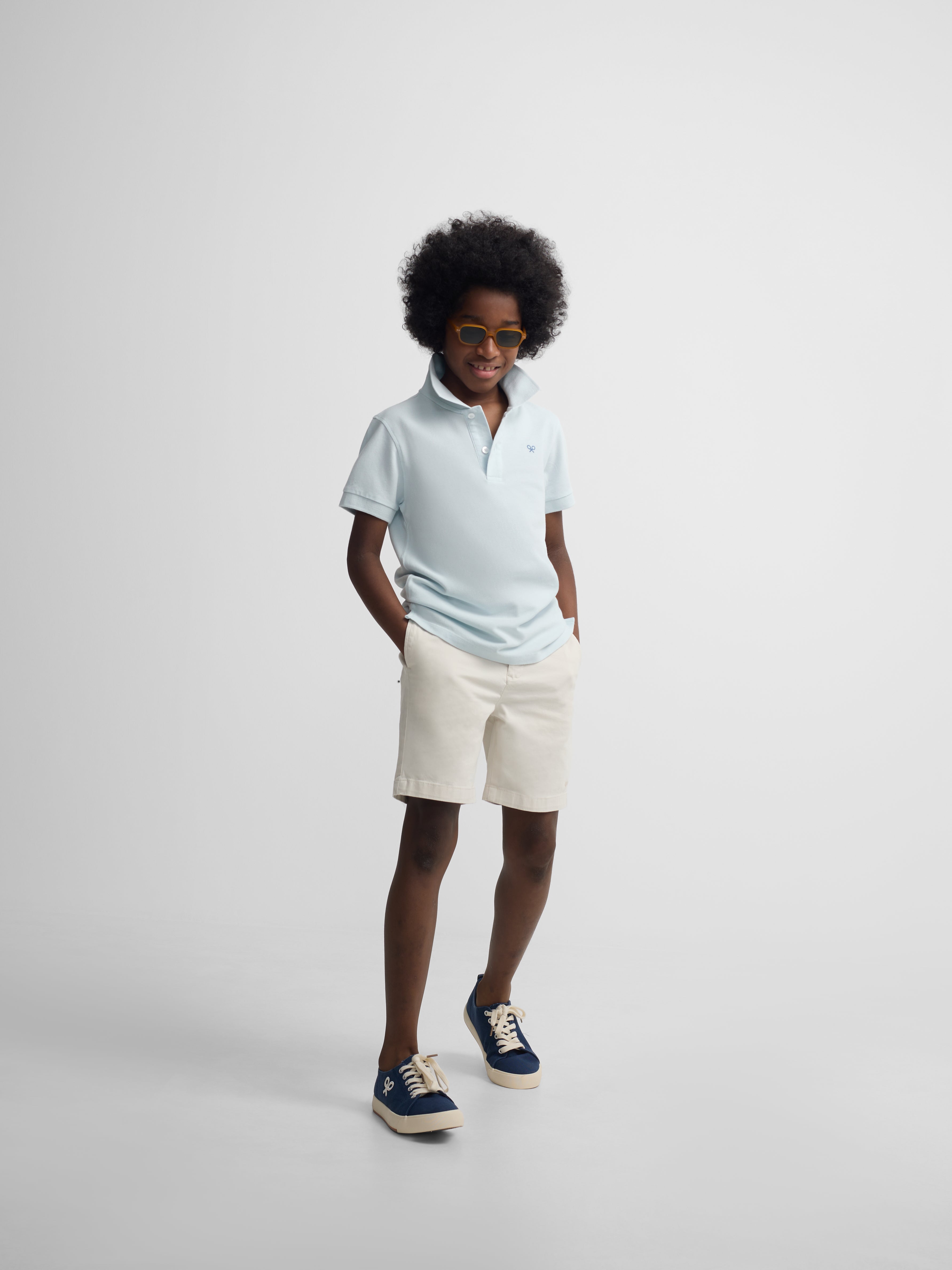 Kids' ethnic racket blue polo