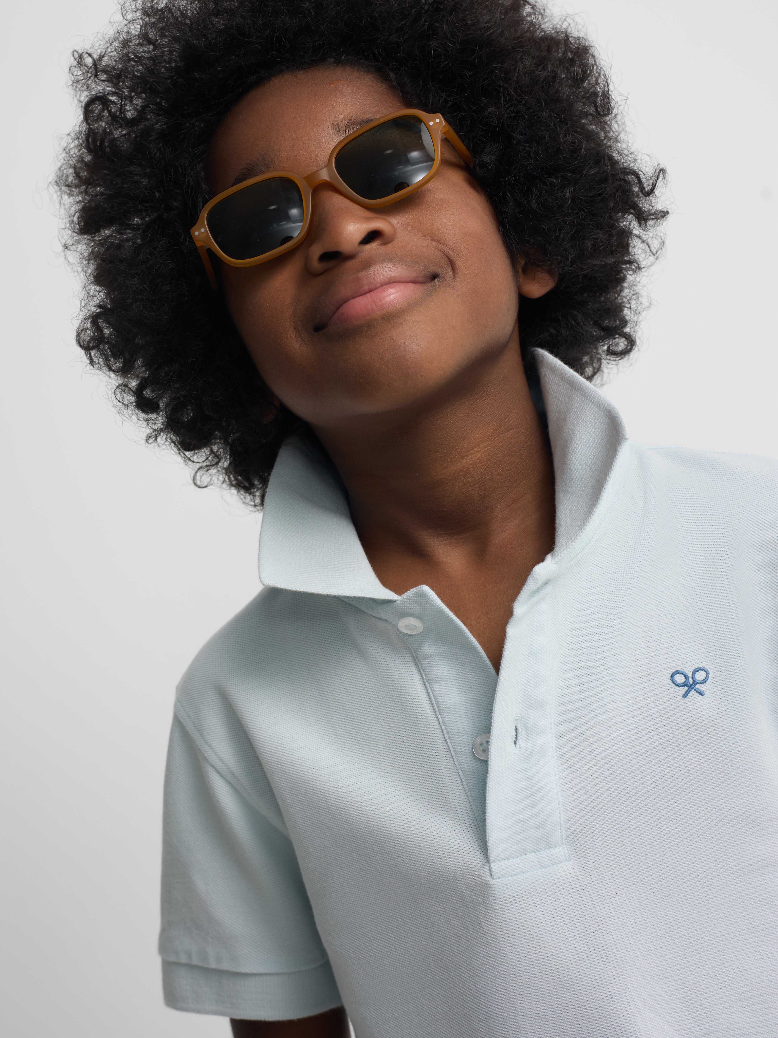 Kids' ethnic racket blue polo