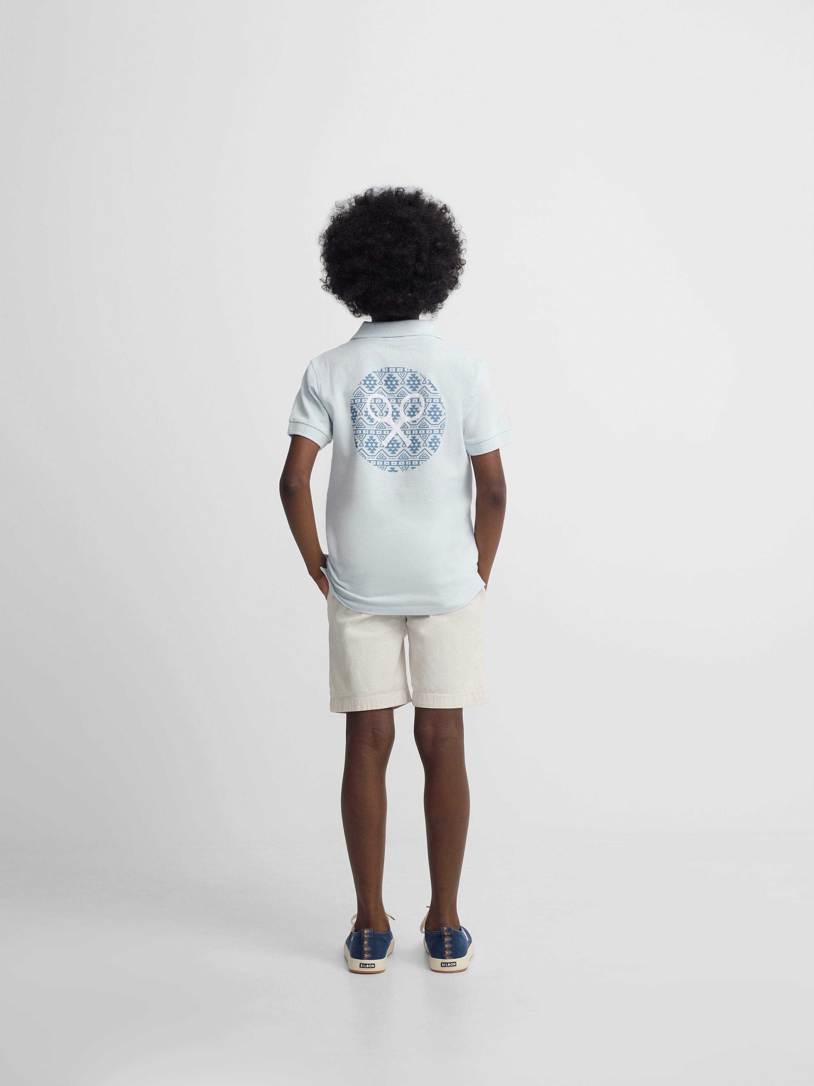 Kids' ethnic racket blue polo
