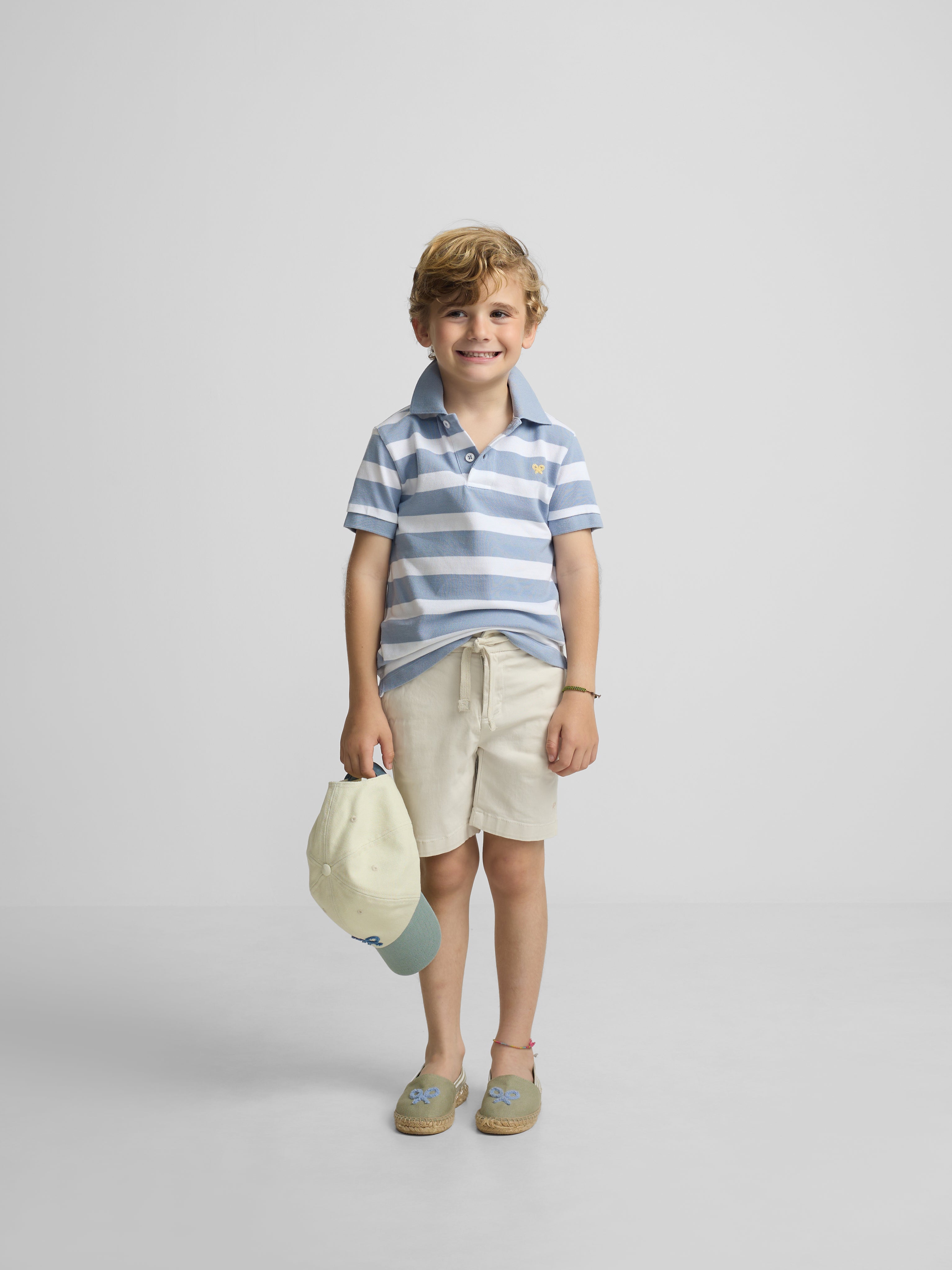 Kids striped polo white blue