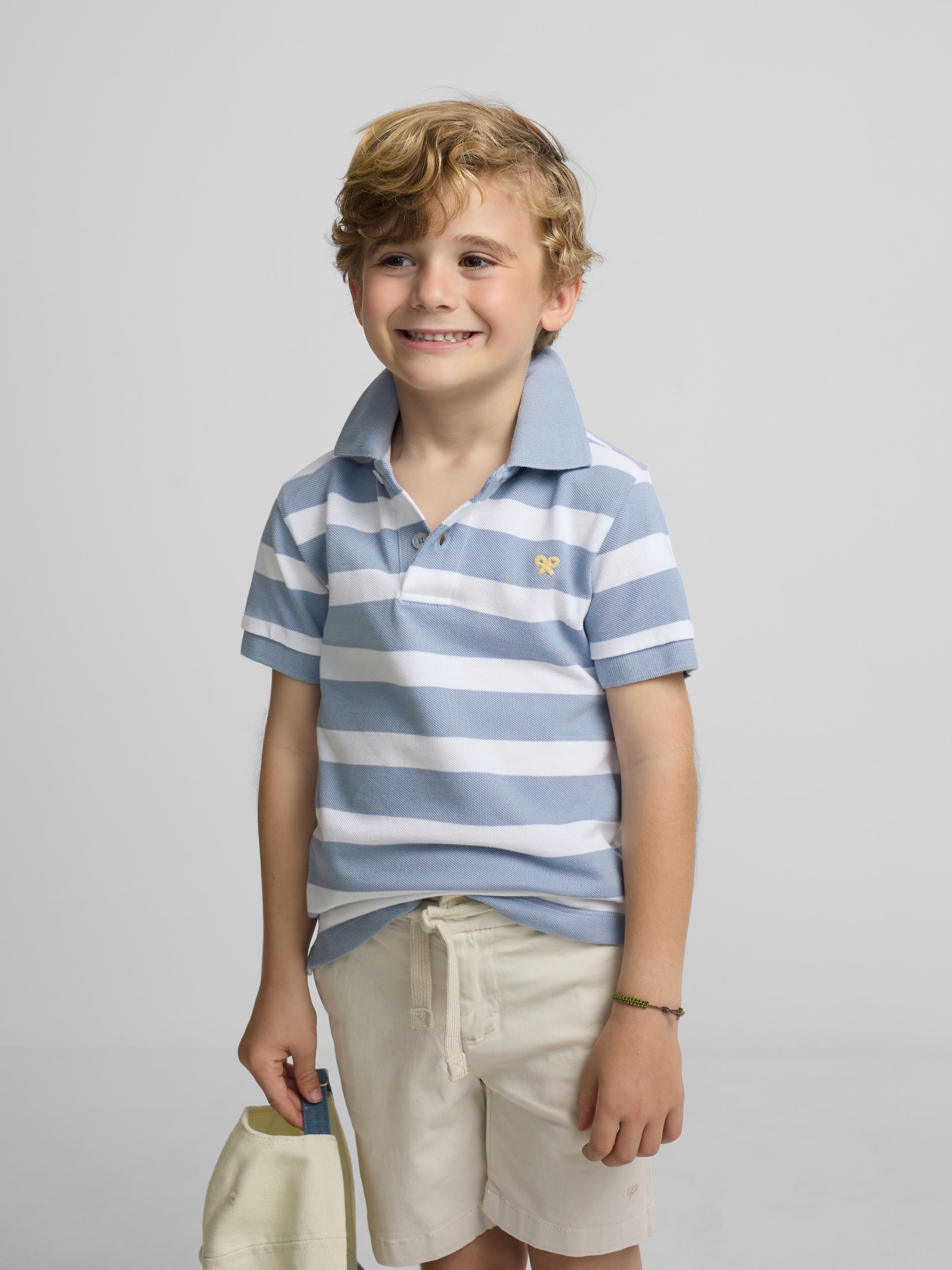 Kids striped polo white blue