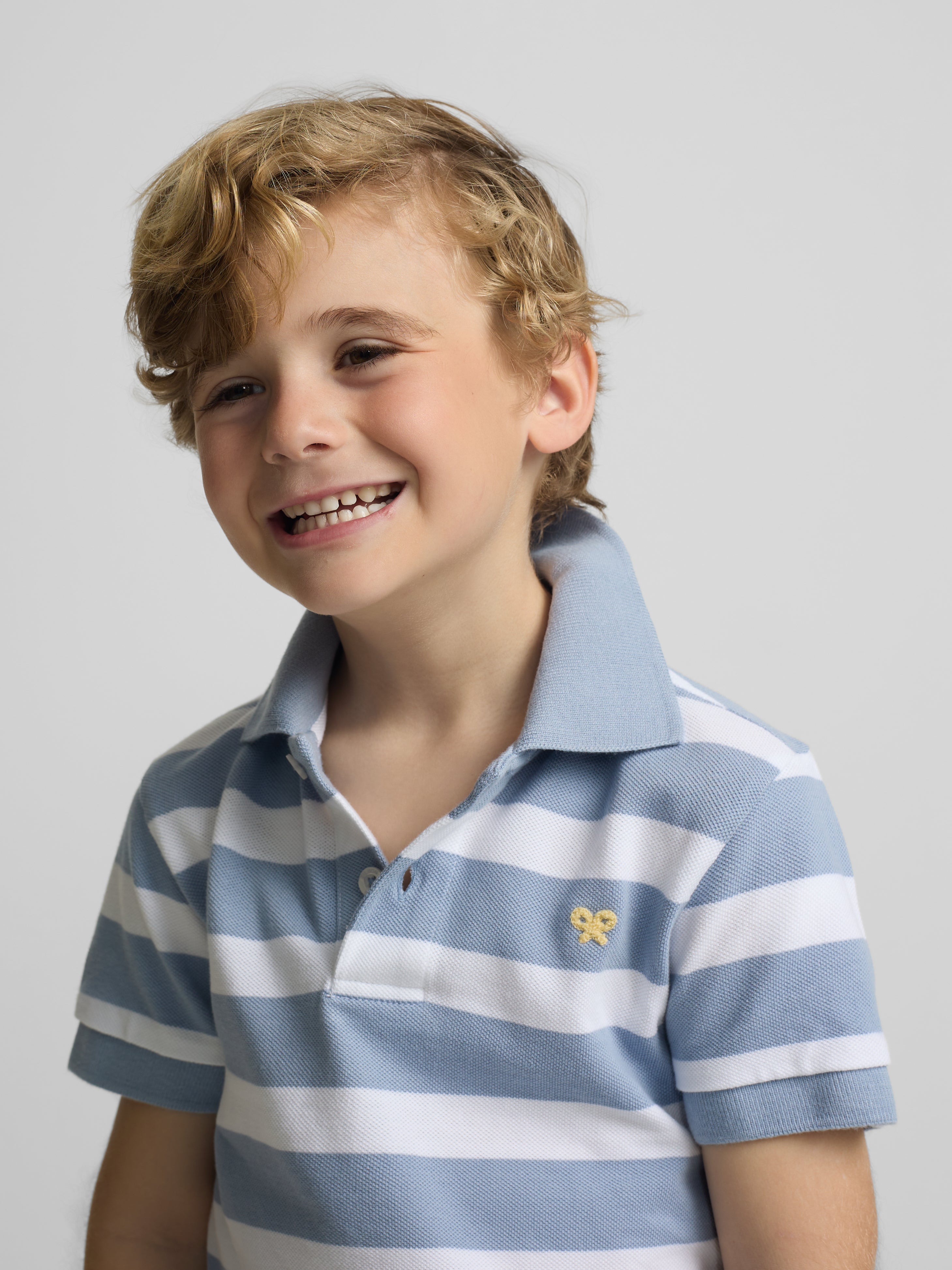 Kids striped polo white blue