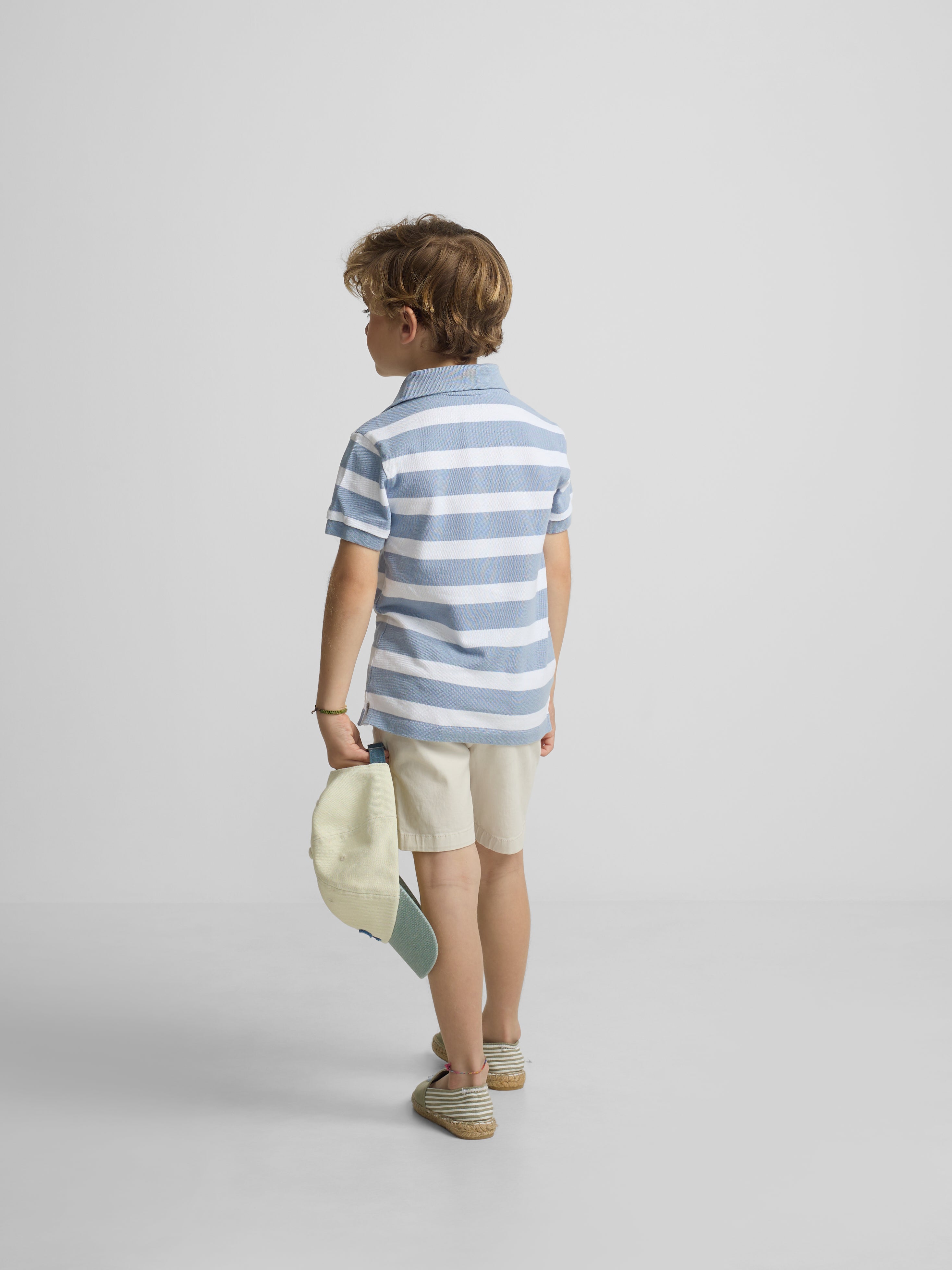 Kids striped polo white blue