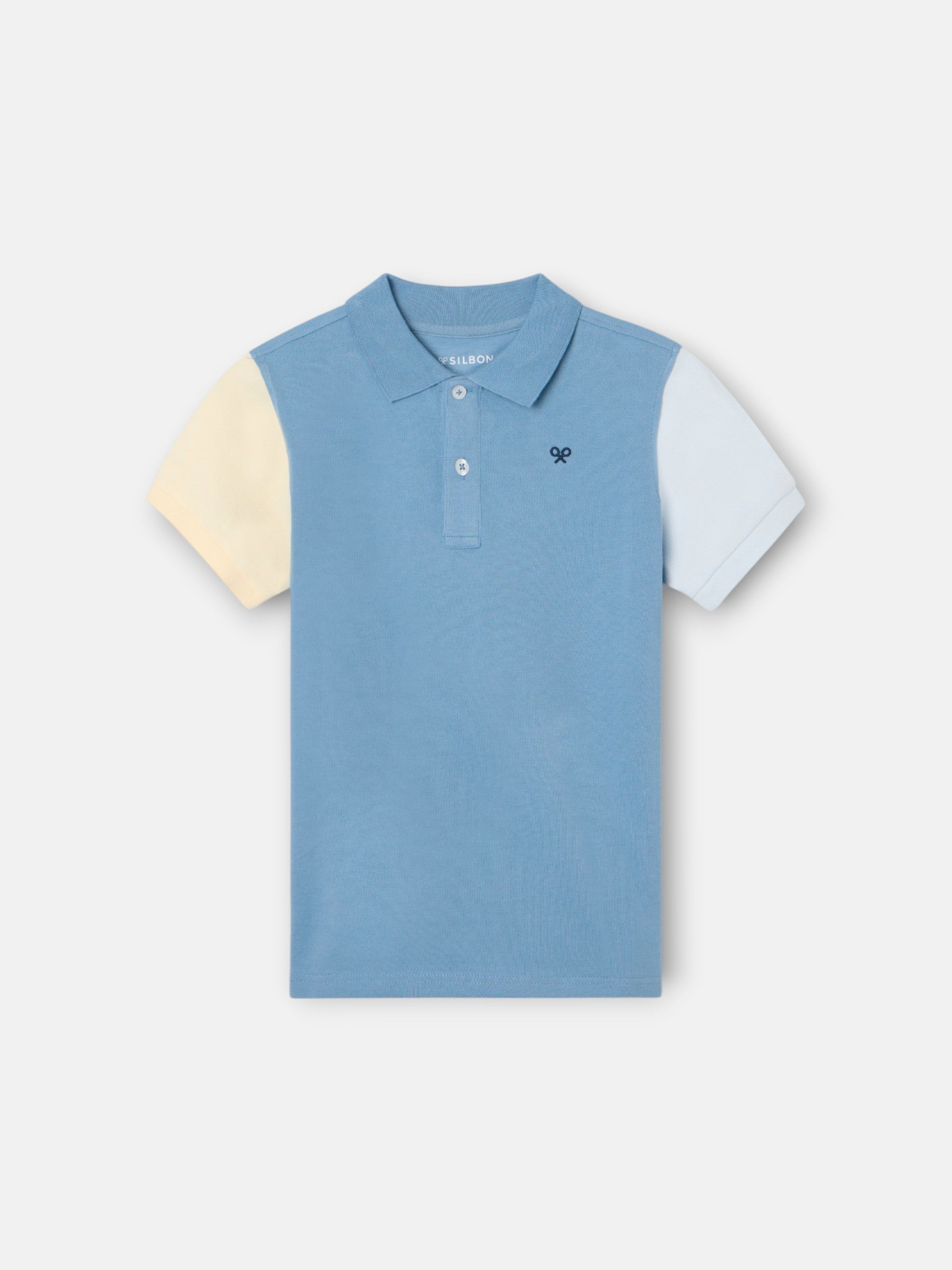 Polo infantil tricolor azul