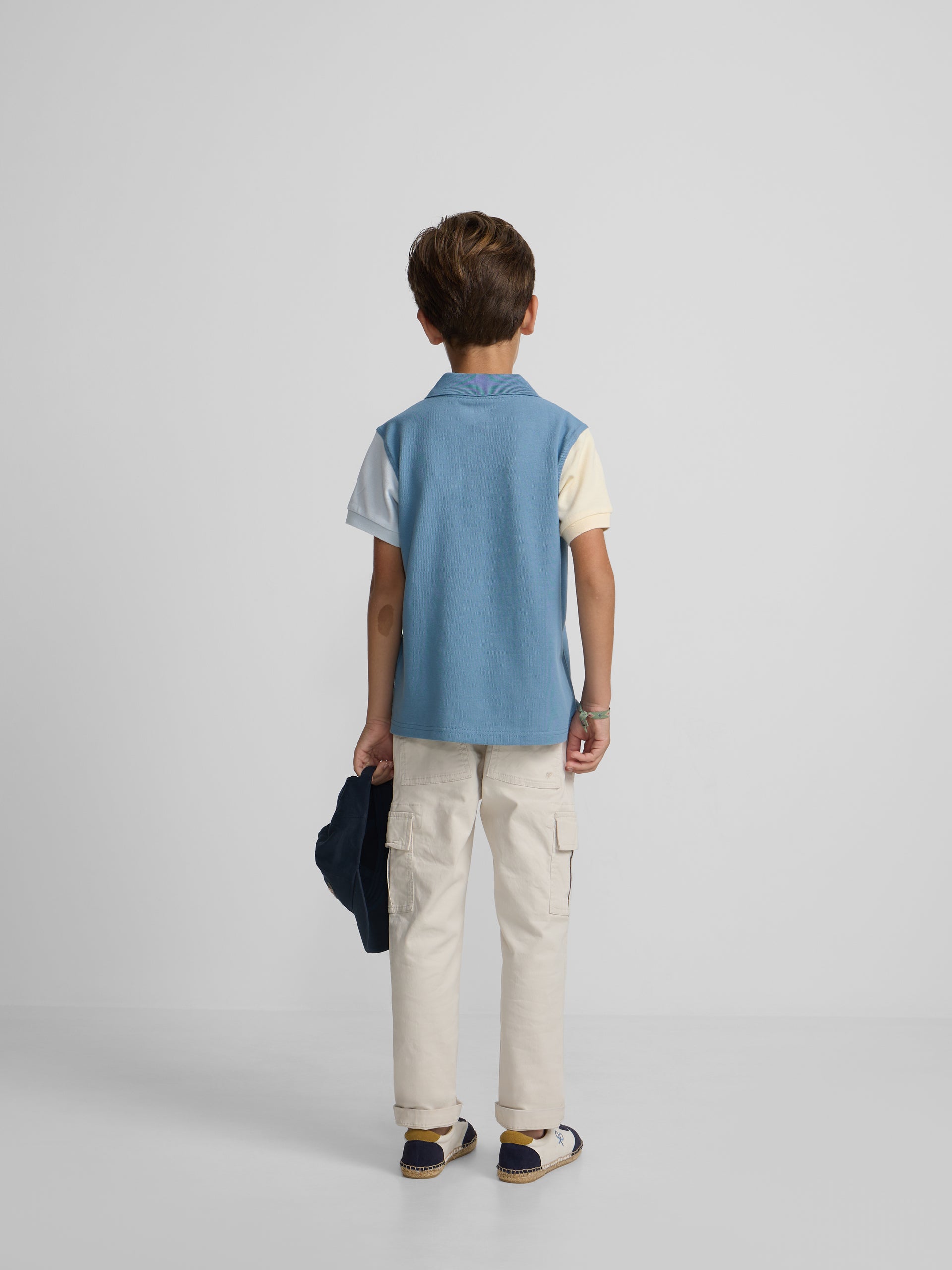 Polo infantil tricolor azul