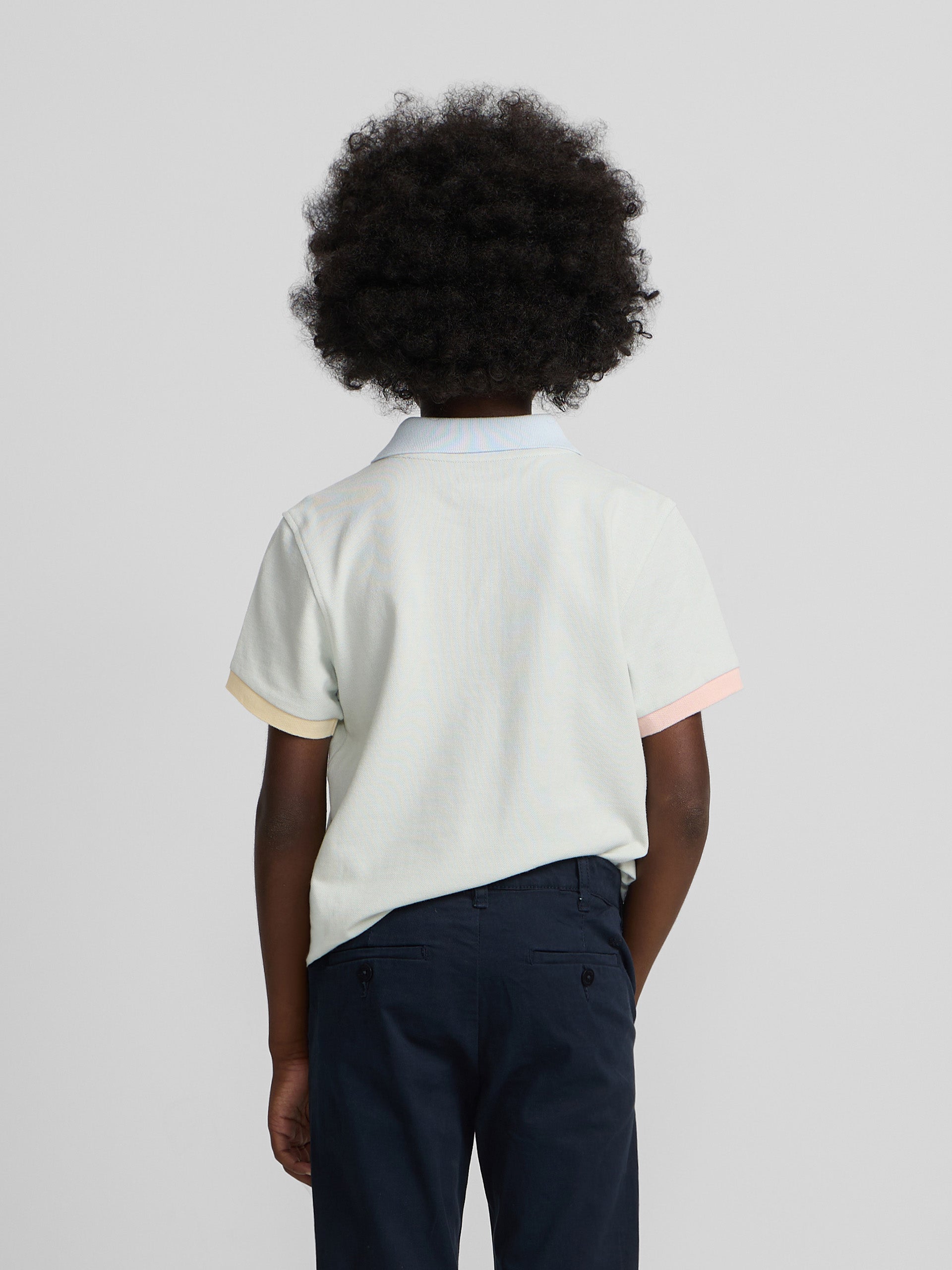 Polo criança com debrum multicolor verde claro