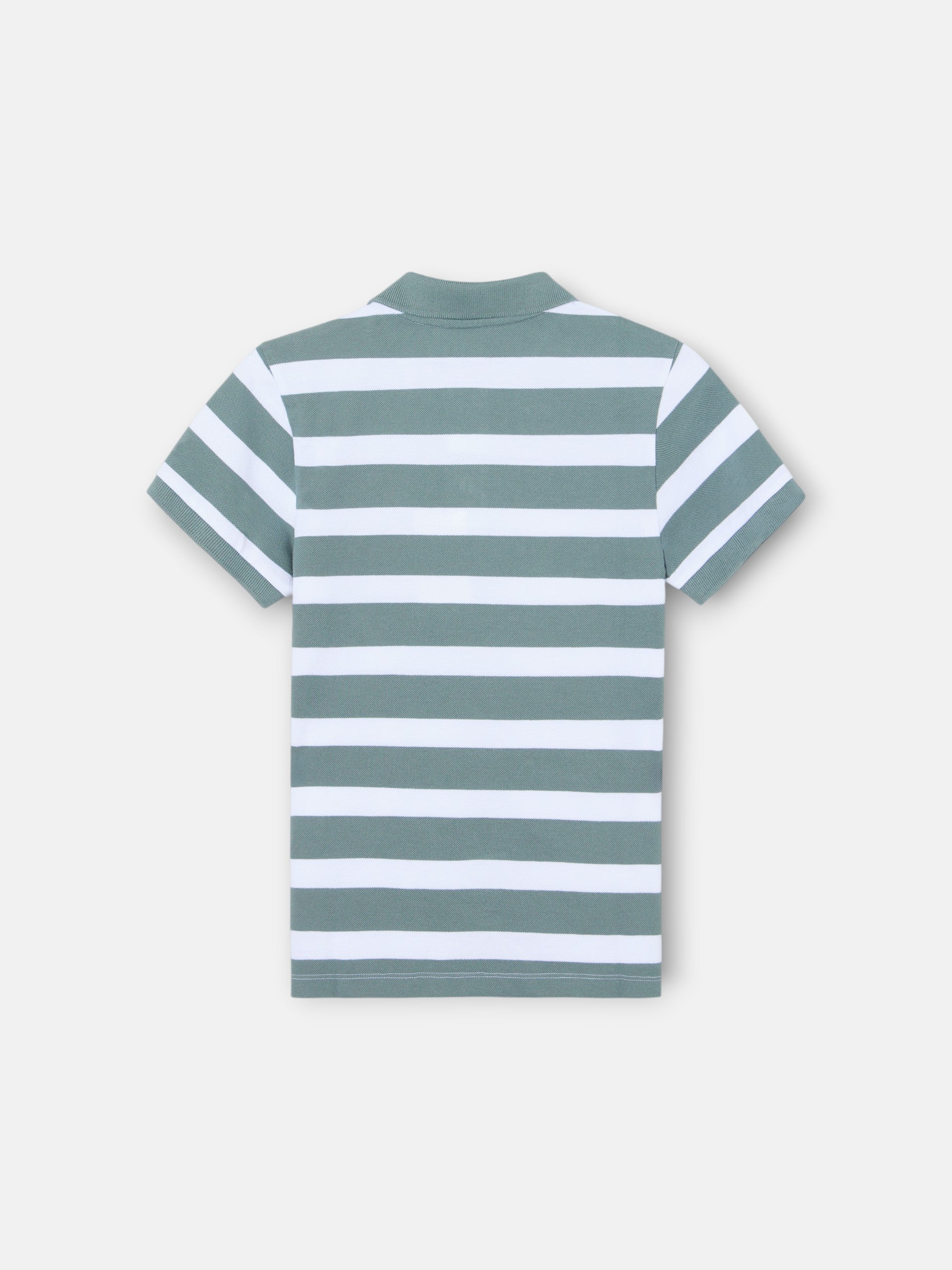 Polo enfant à rayures blanc et vert