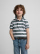 Polo enfant à rayures blanc et vert