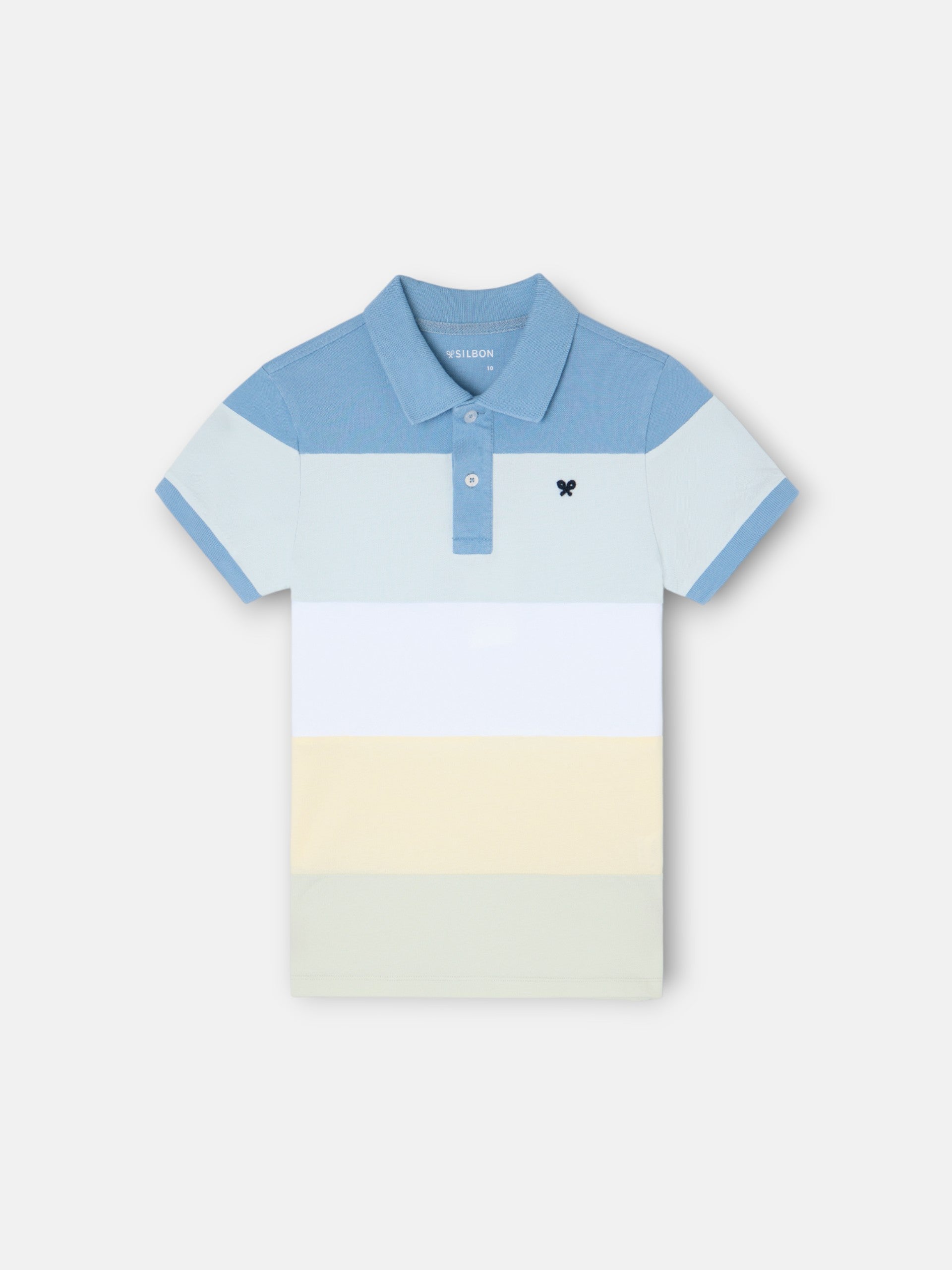 Kids' wide stripe multicolor blue polo