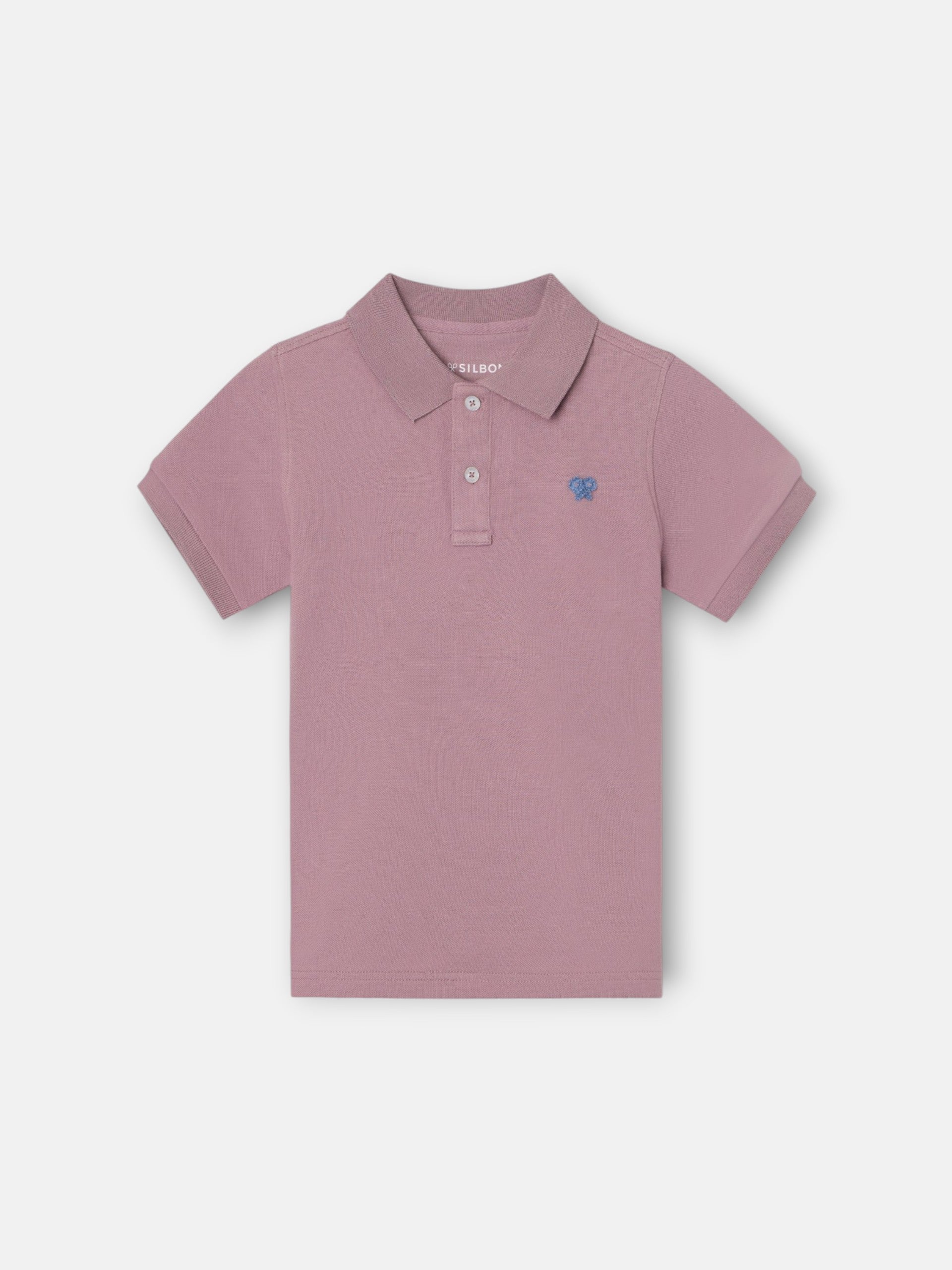 Polo enfant uni logo bouclé bordeaux