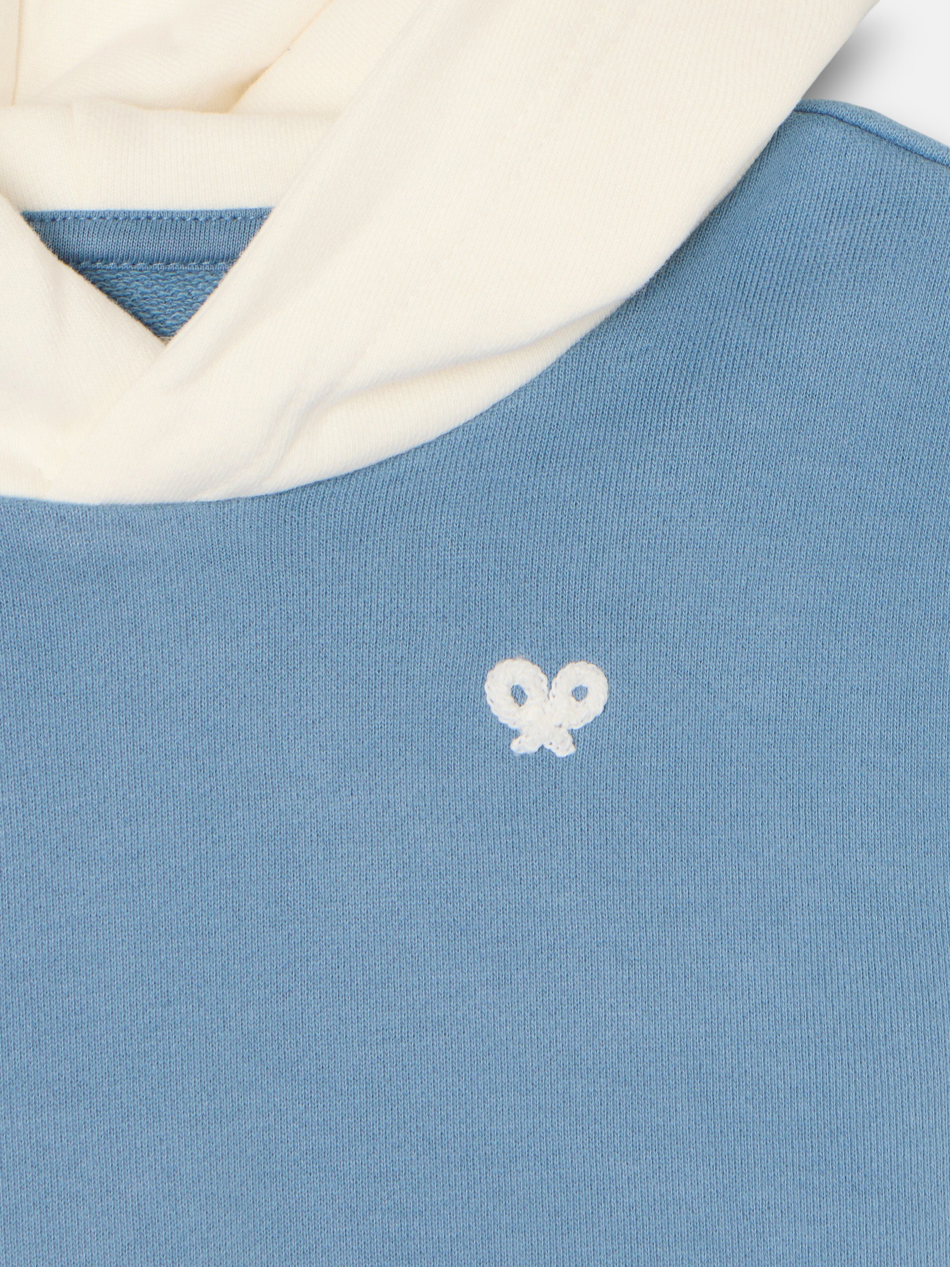 Kids hoodie with ethnic racket print in blue