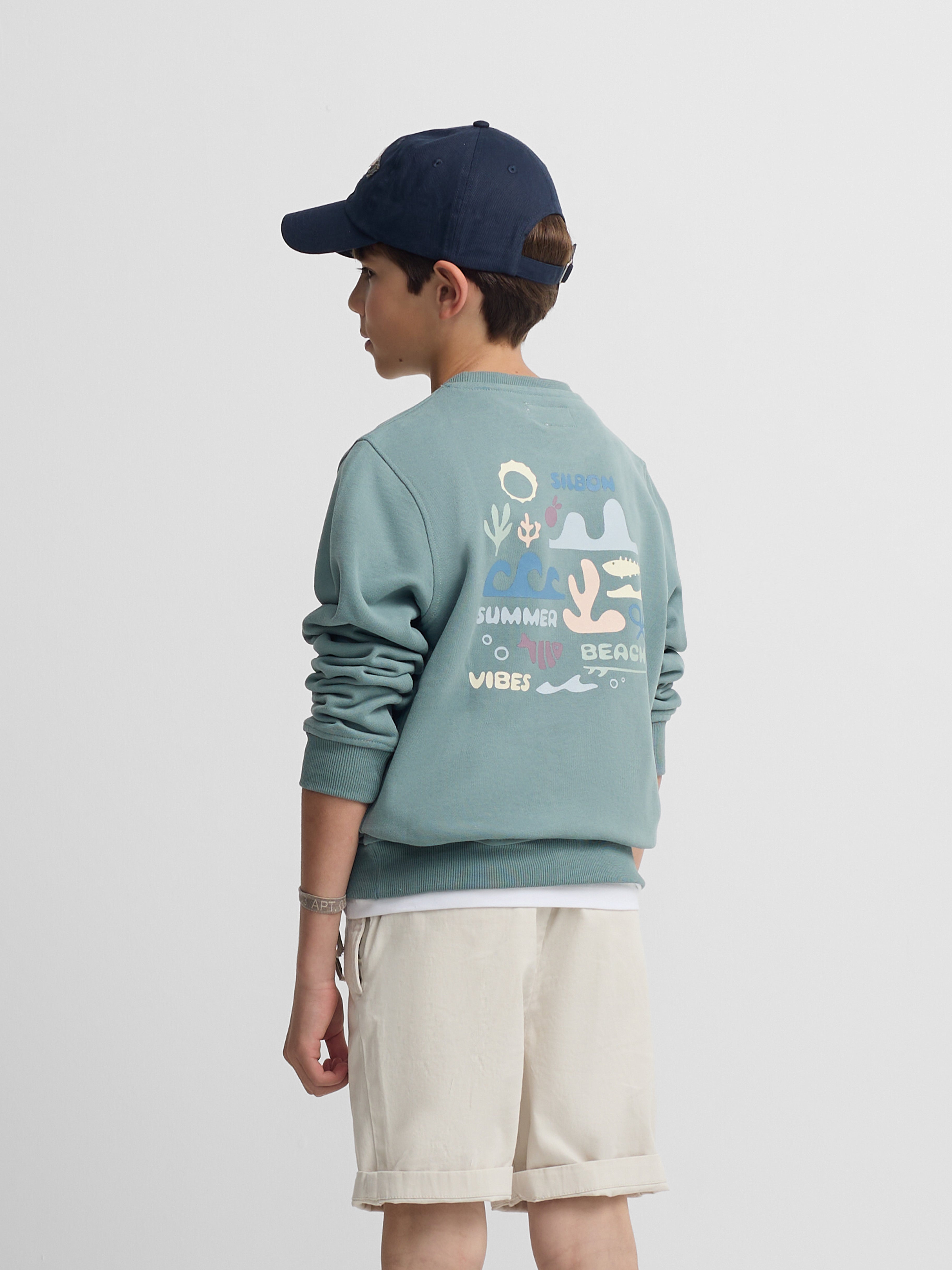 Sweatshirt kids summer beachy verde