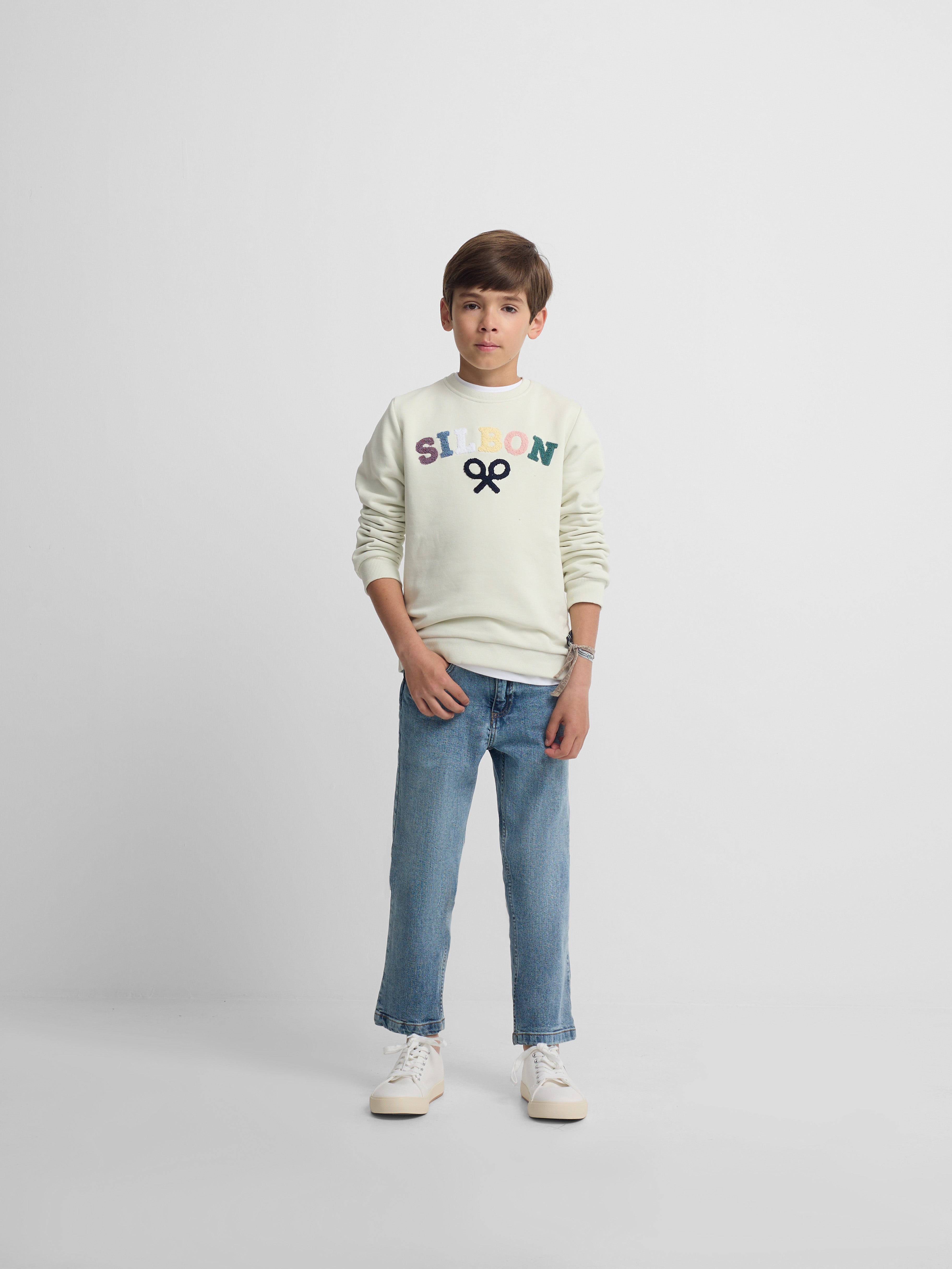 Sweat-shirt enfant Silbon raquette demi multicolore vert