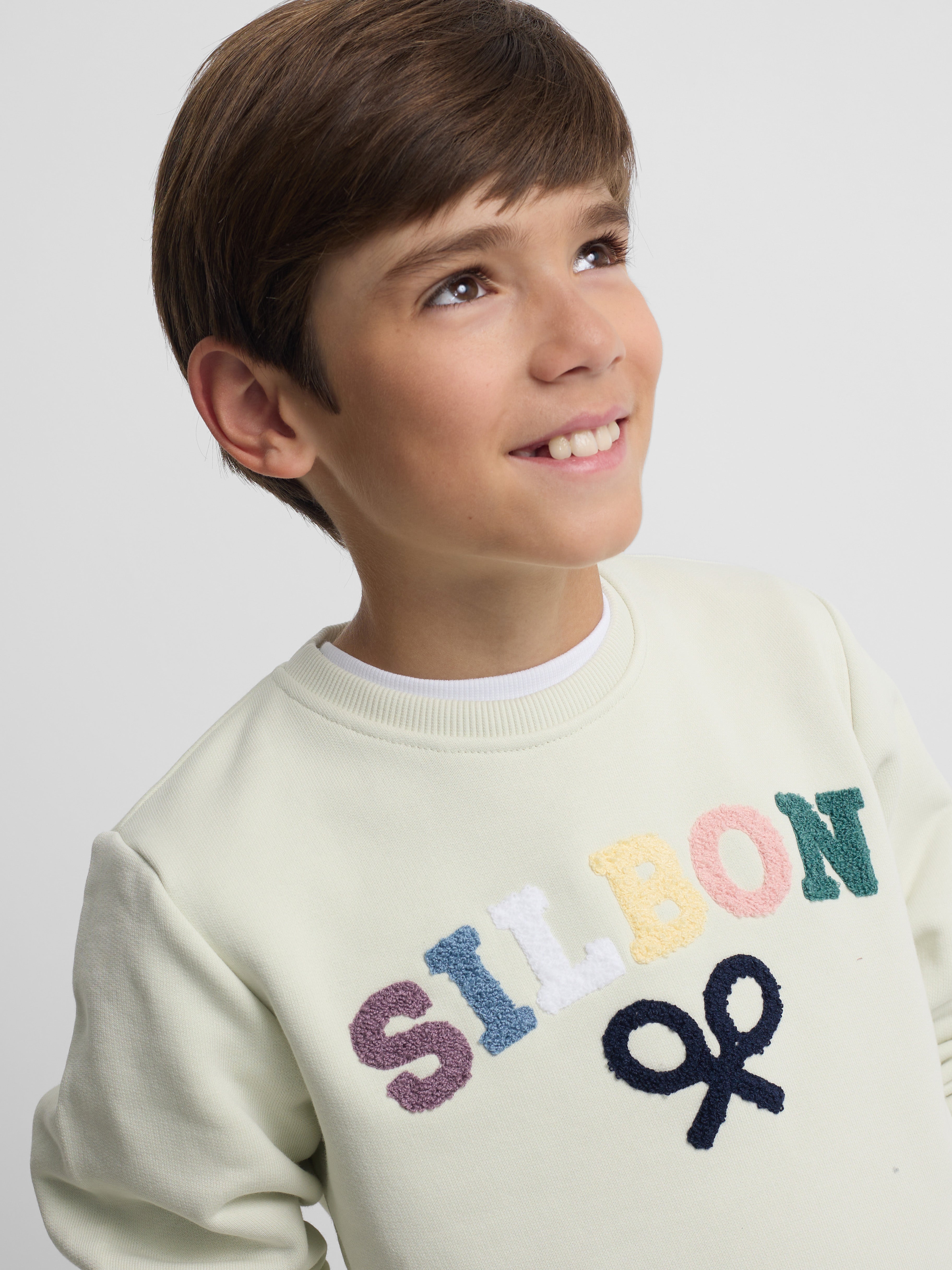 Sweat-shirt enfant Silbon raquette demi multicolore vert