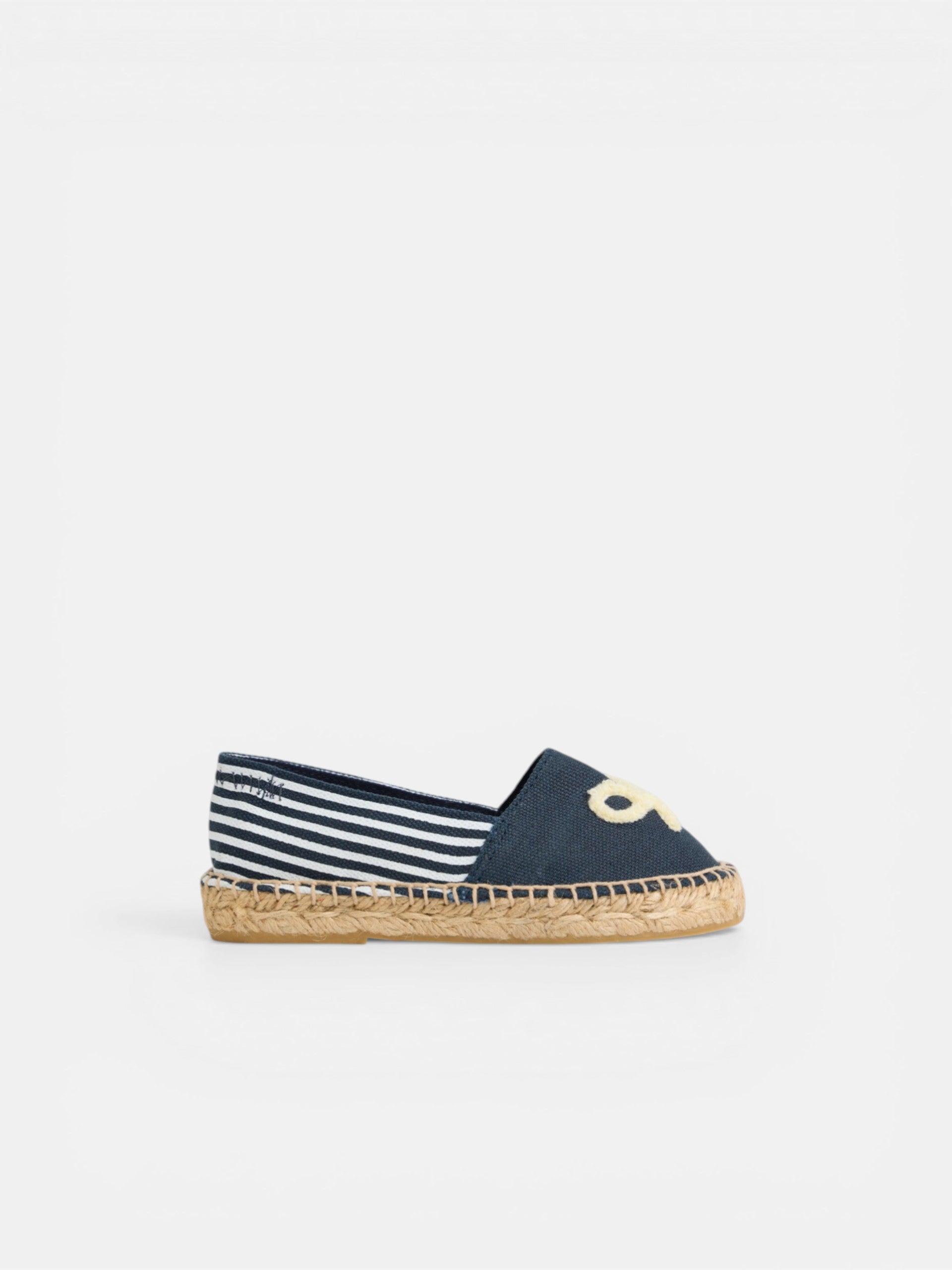Kids espadrille racket navy blue stripes