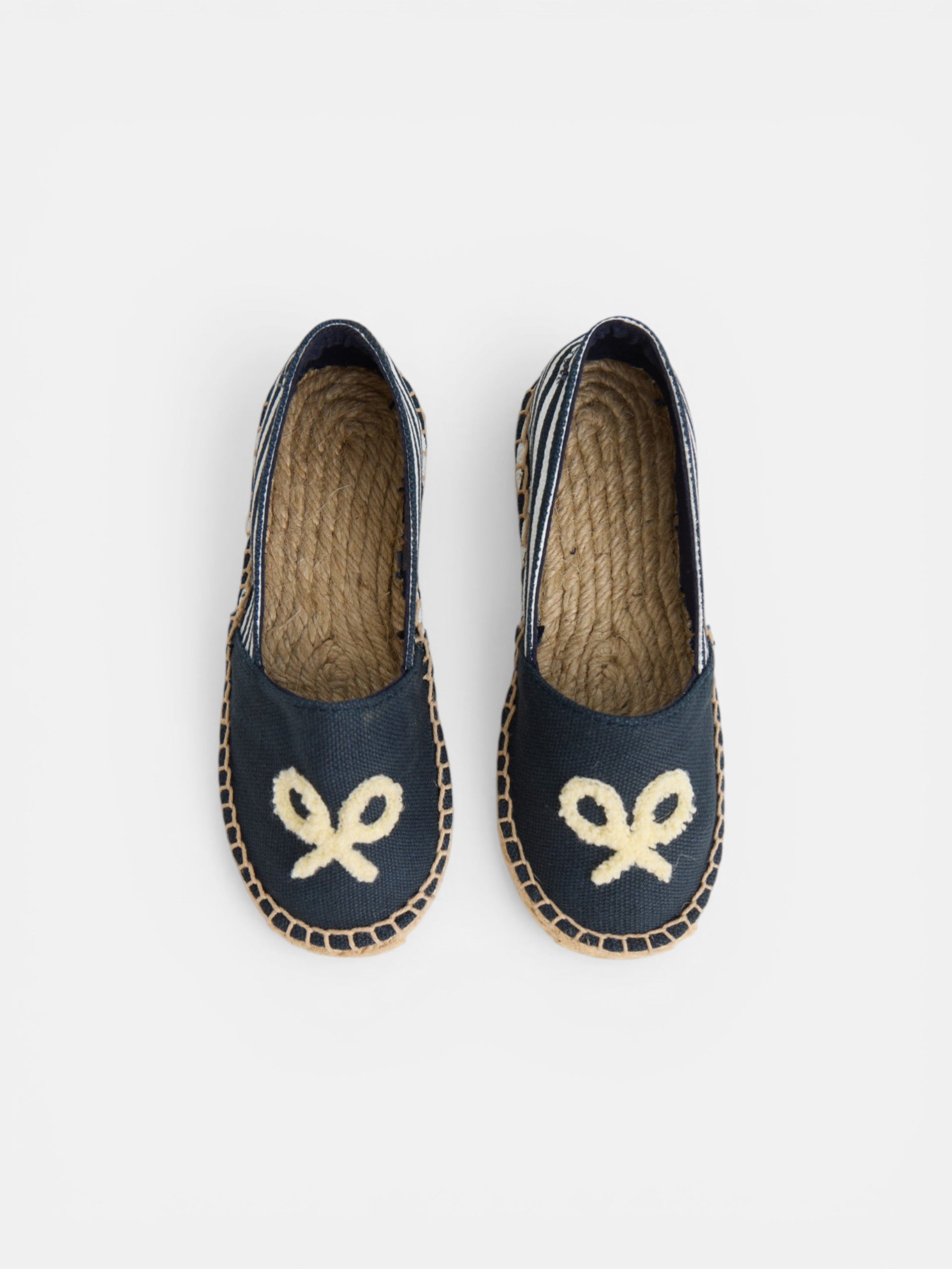 Kids espadrille racket navy blue stripes