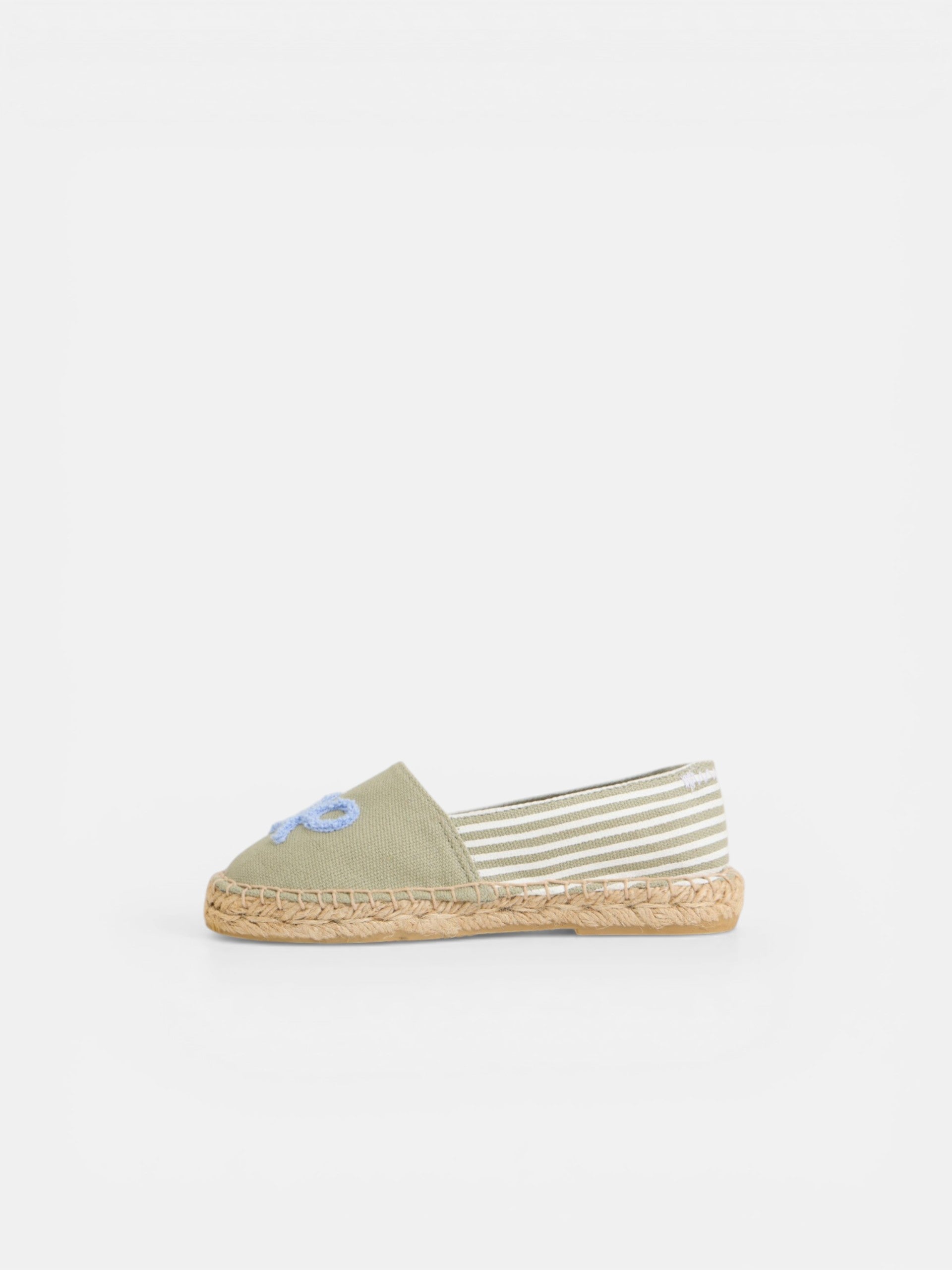 Kids espadrille racket green stripes