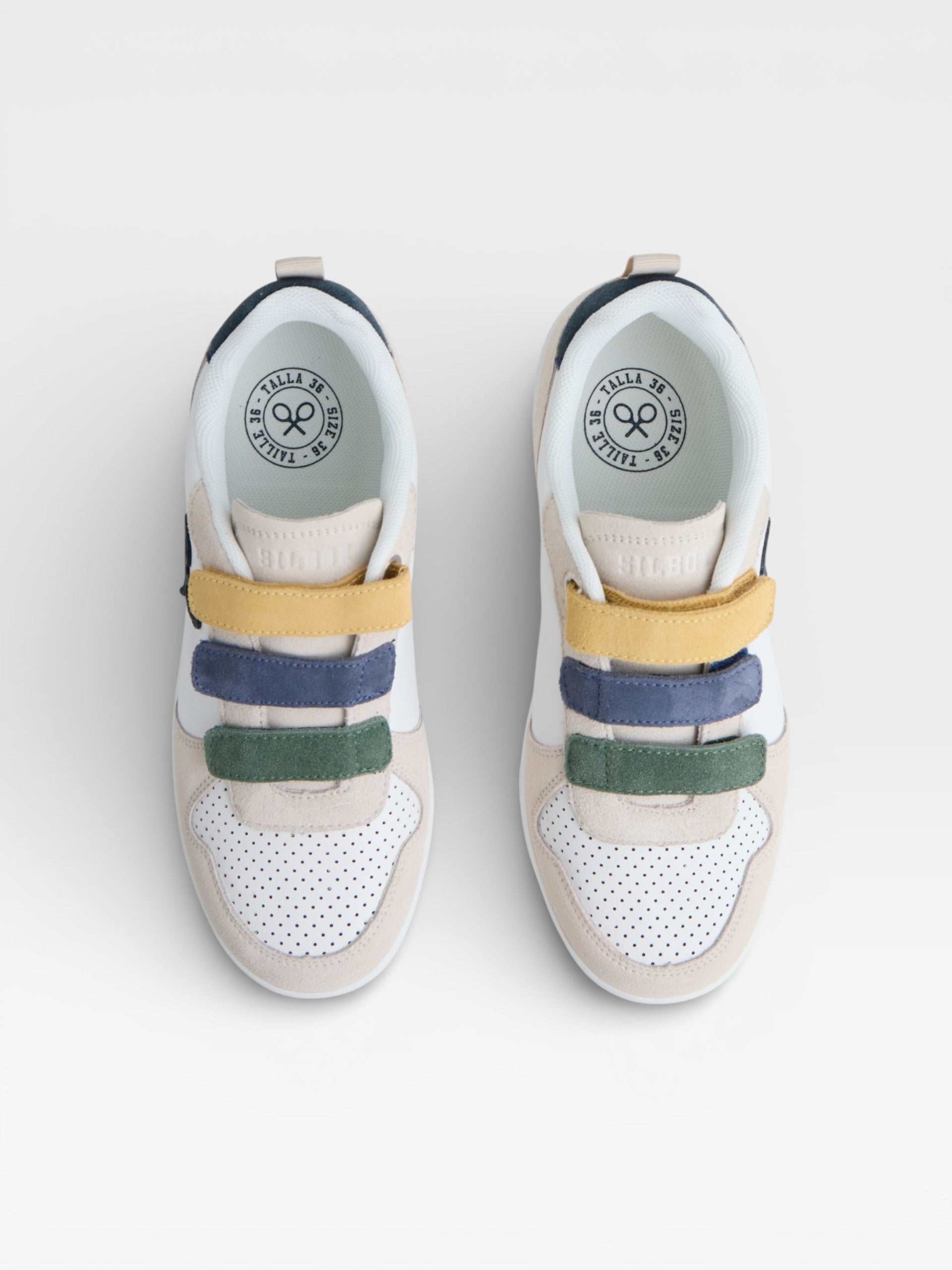Zapatilla kids velcro multicolor crema
