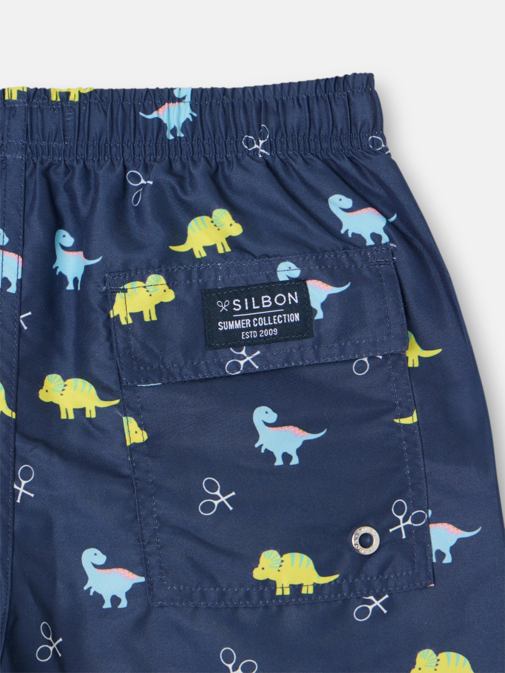 Maillot de bain enfant dinosaures bleu marine
