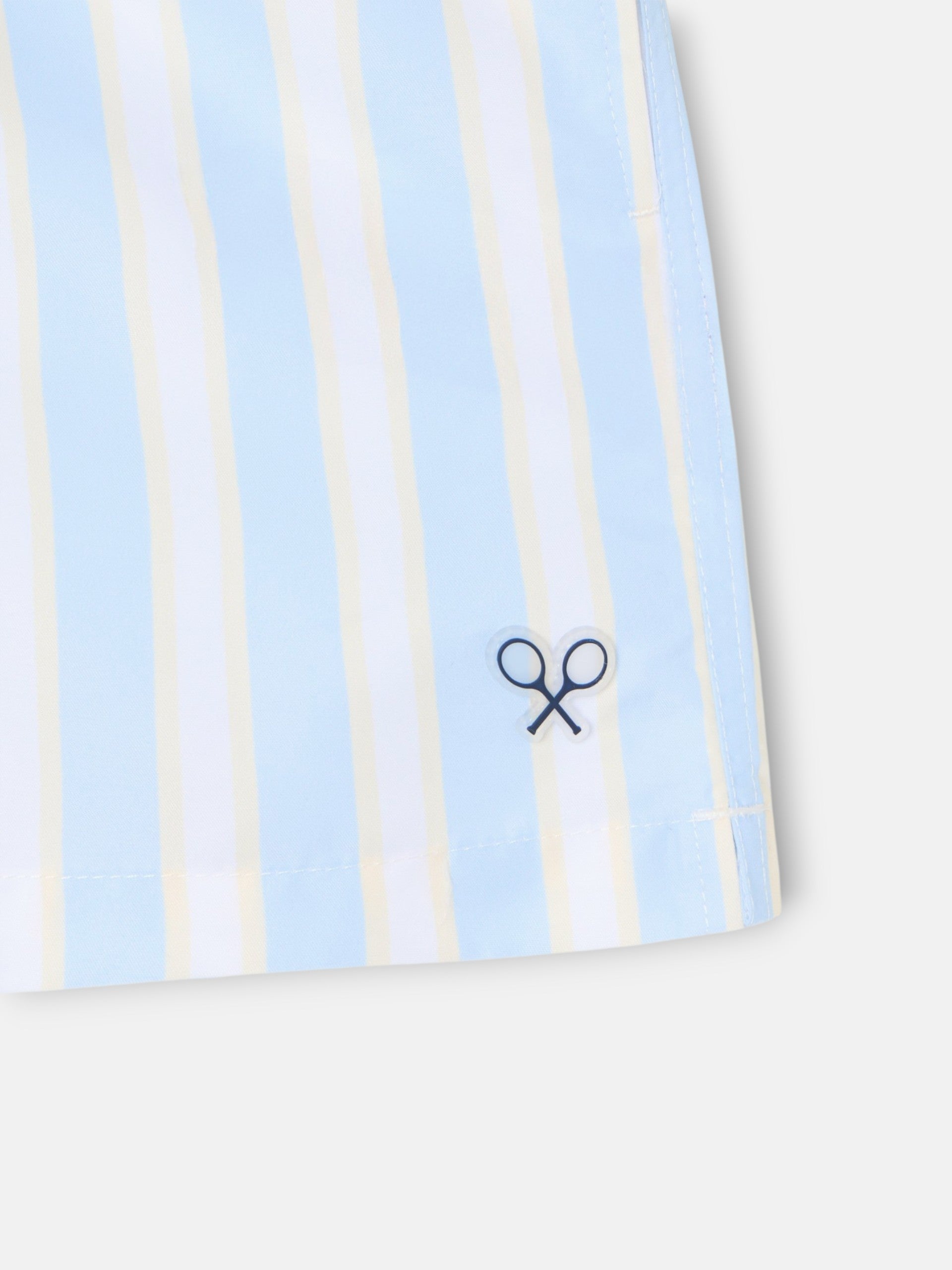 Maillot de bain enfant à larges rayures jaune et bleu