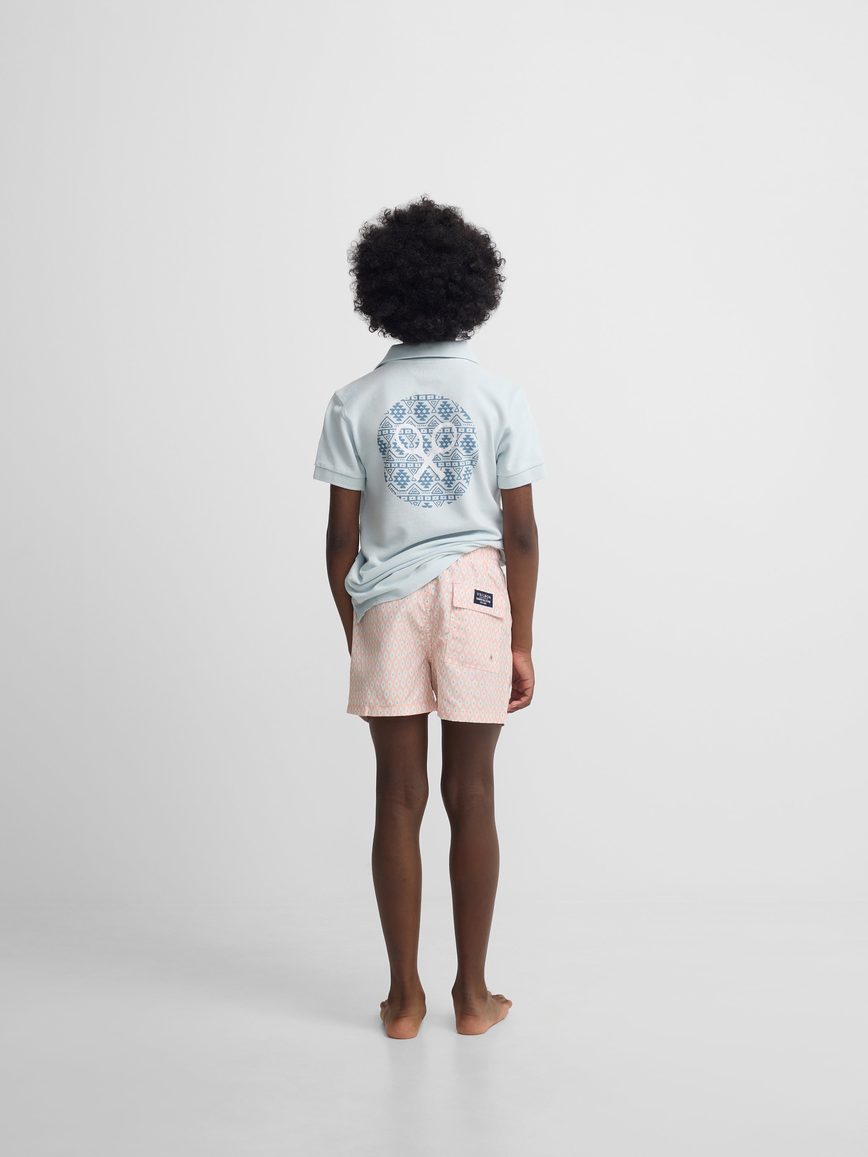 Bañador kids mini rombos coral