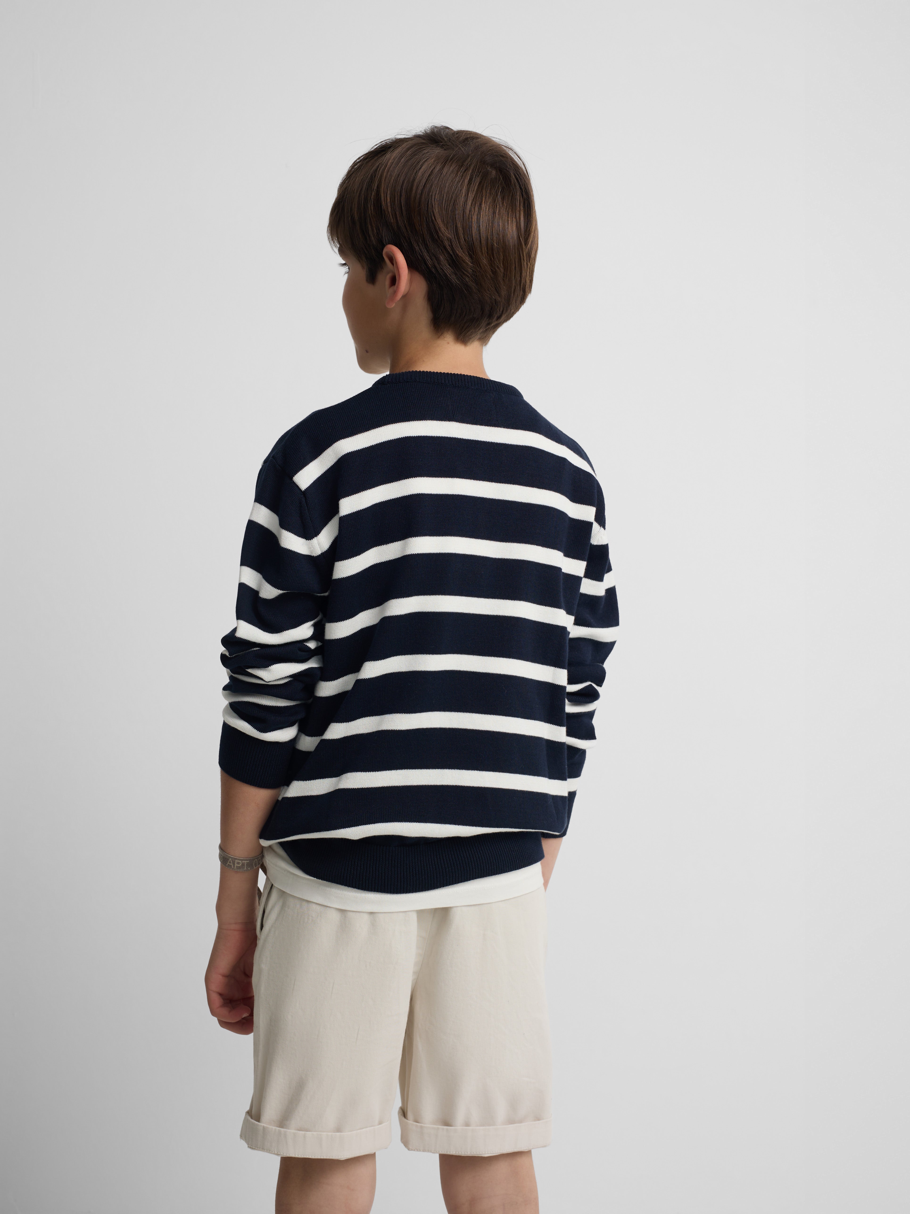 Navy blue striped kids sweater