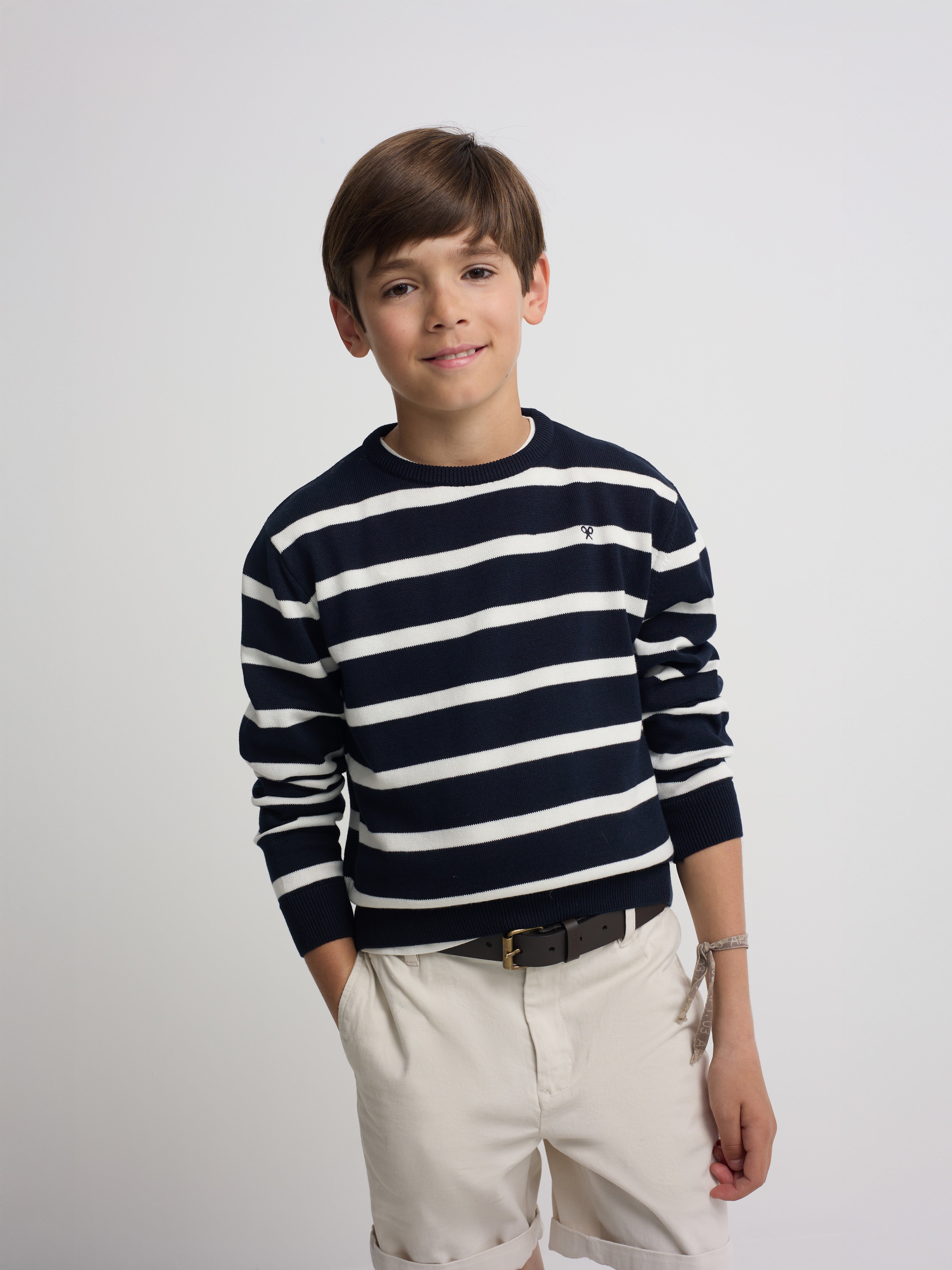 Navy blue striped kids sweater