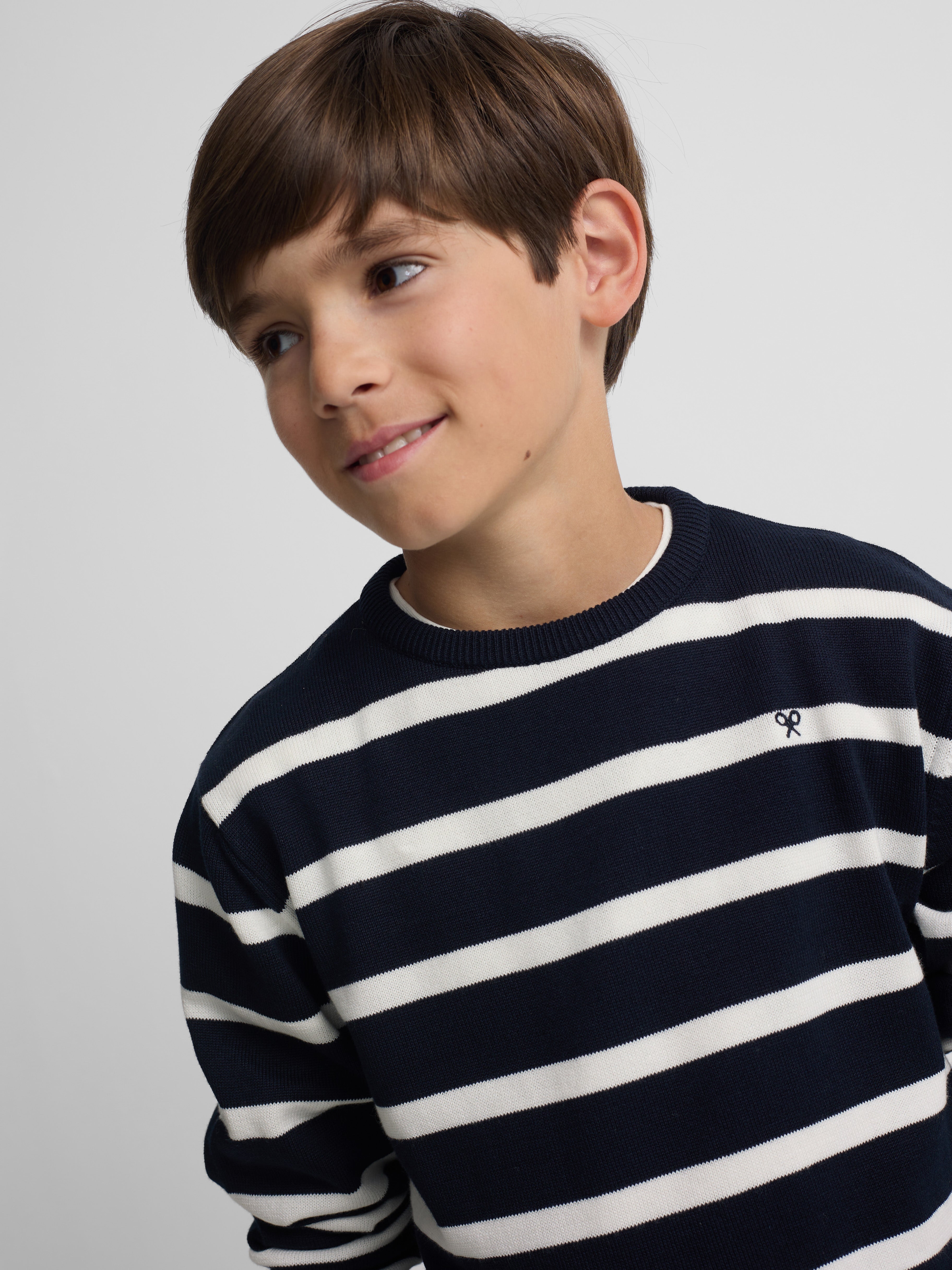 Navy blue striped kids sweater