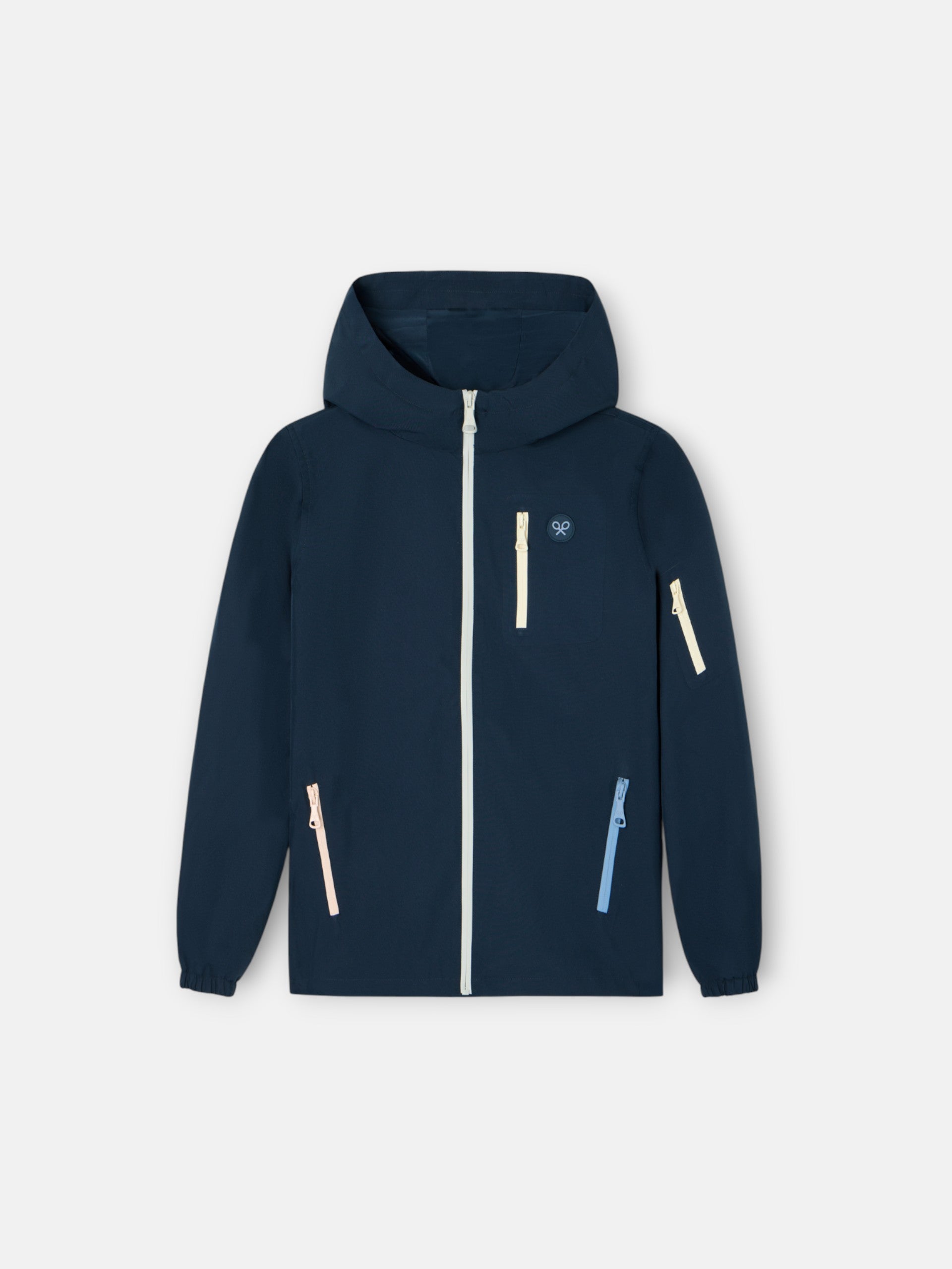 Kids multicolor zip-up windbreaker navy blue