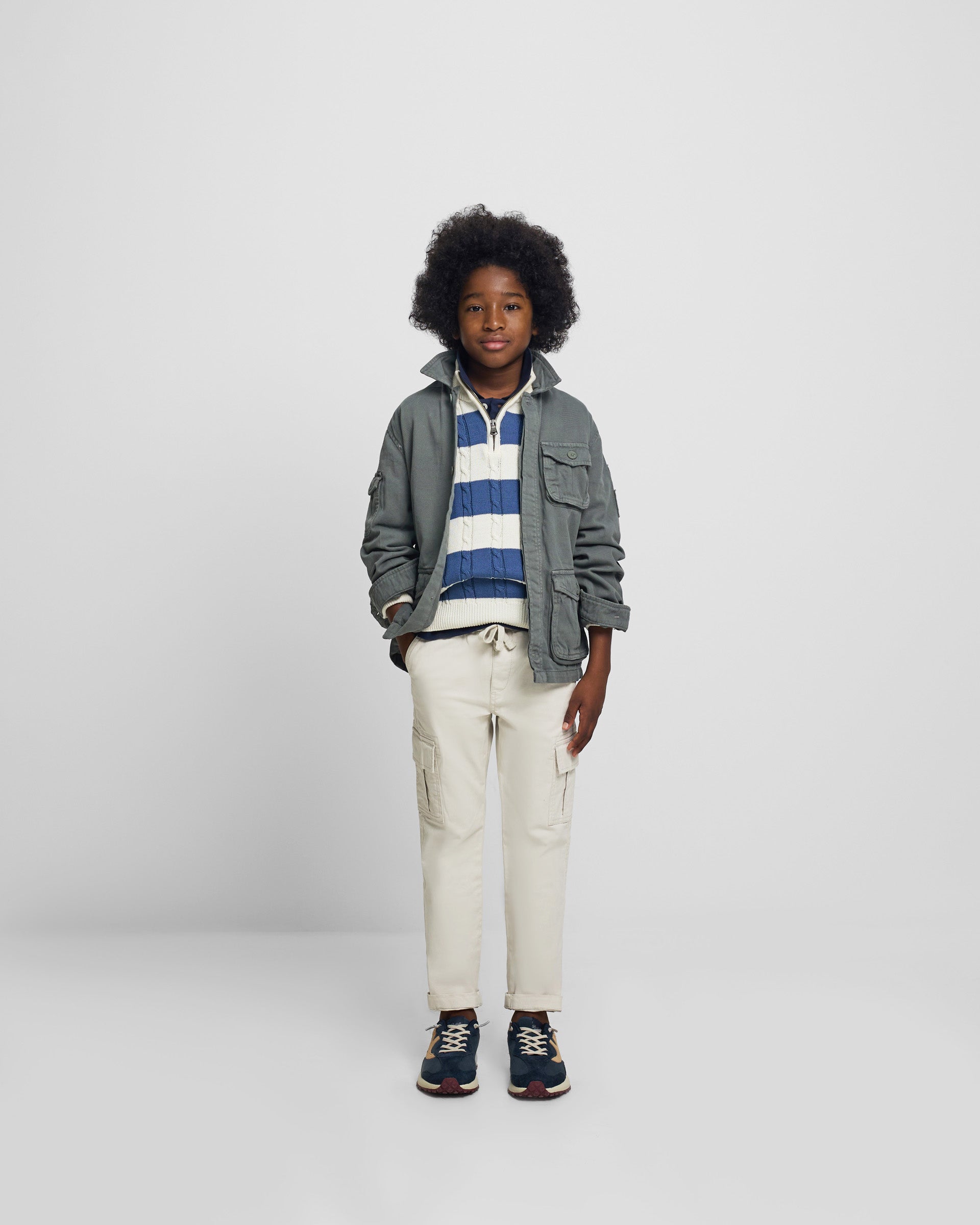 Chaqueta kids bolsillo parches verde
