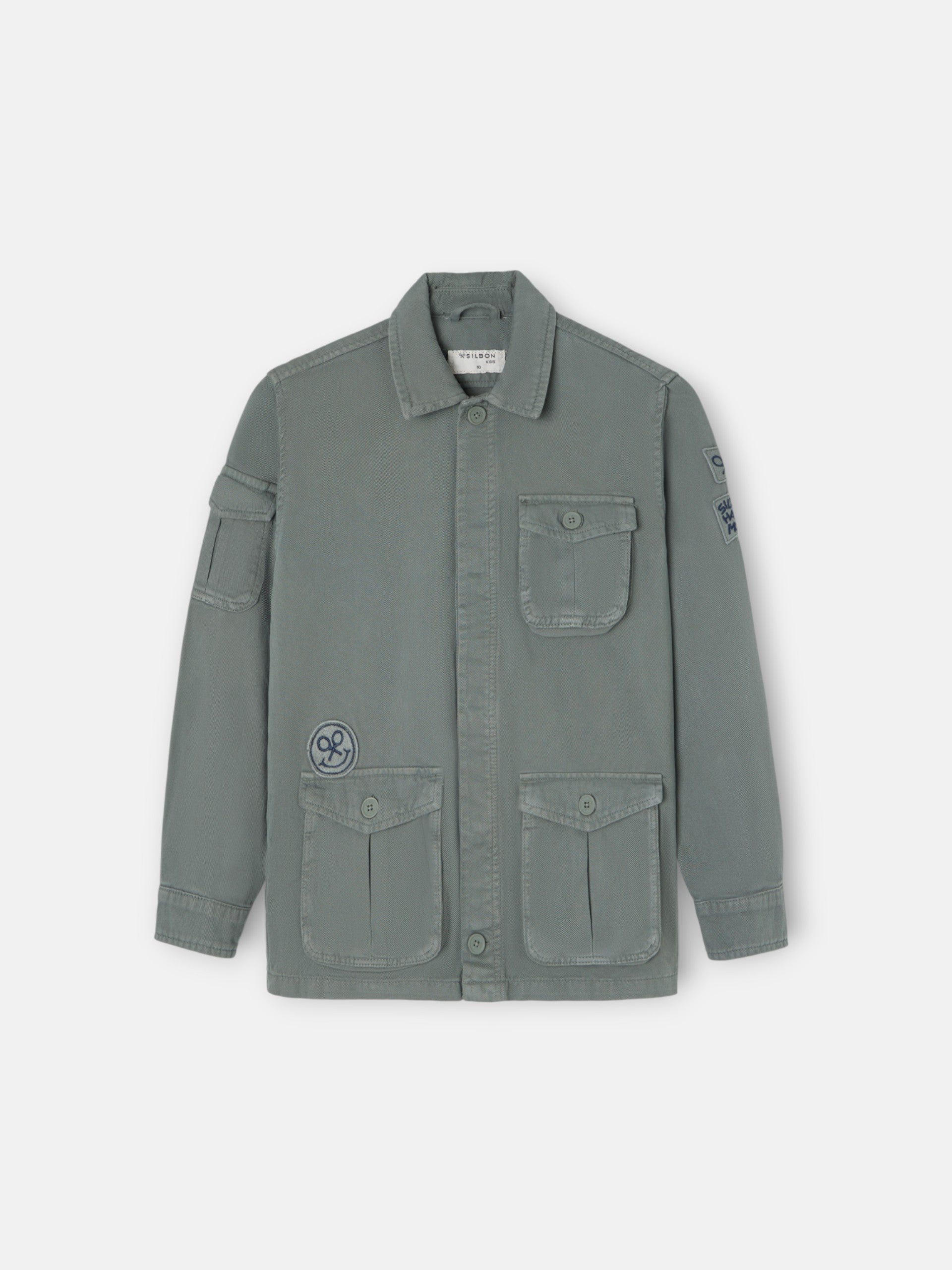 Chaqueta kids bolsillo parches verde