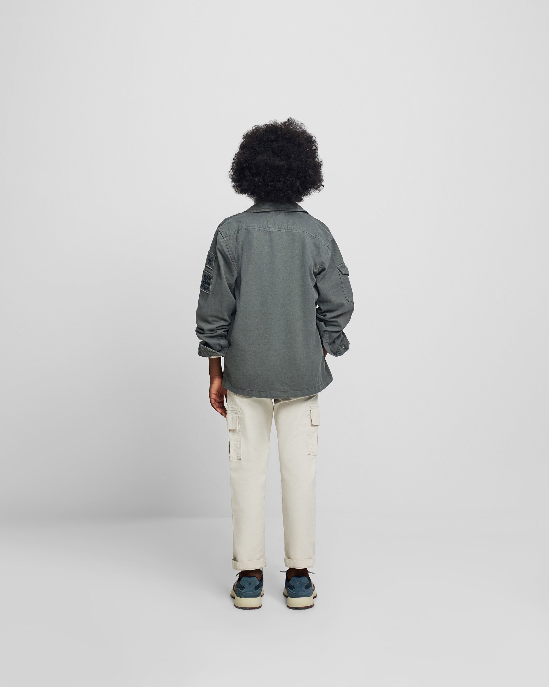 Chaqueta kids bolsillo parches verde