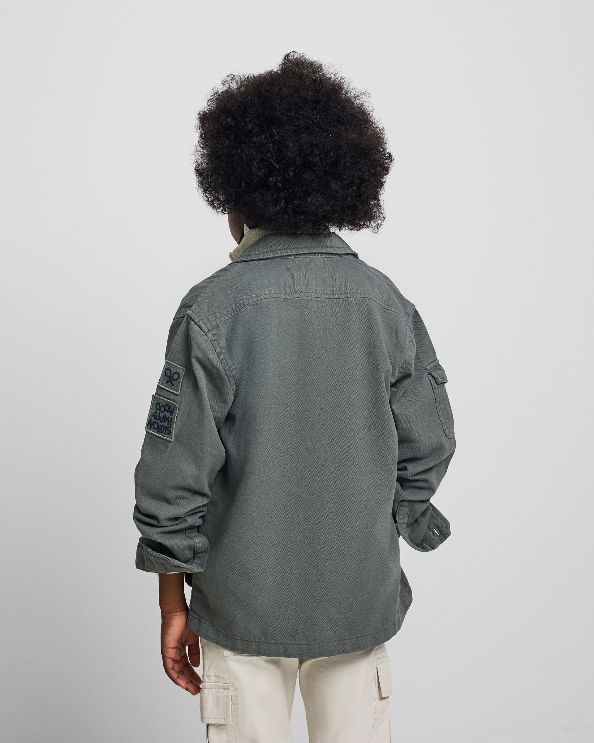 Chaqueta kids bolsillo parches verde