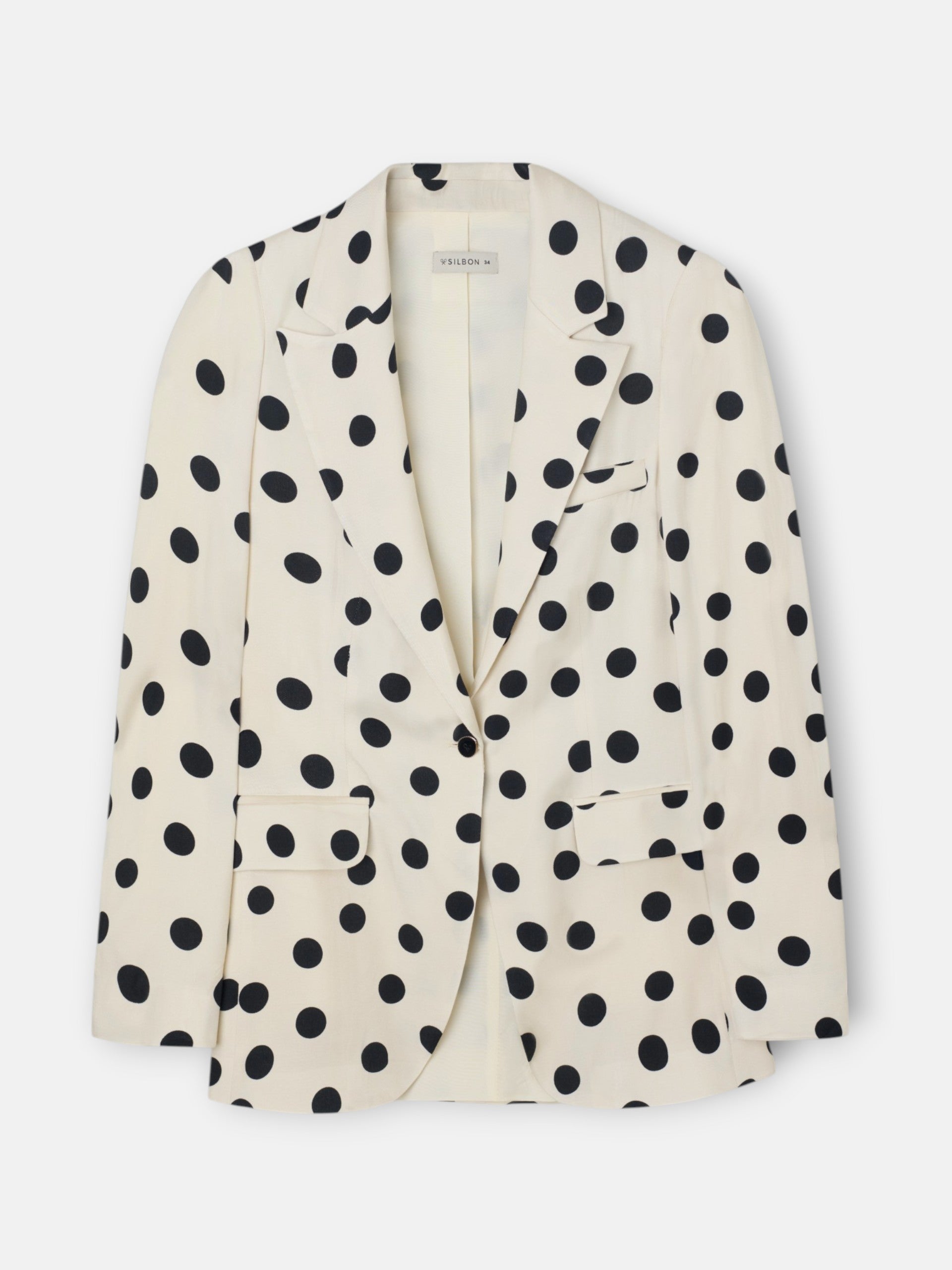 Blazer com lapelas de bolinhas preto