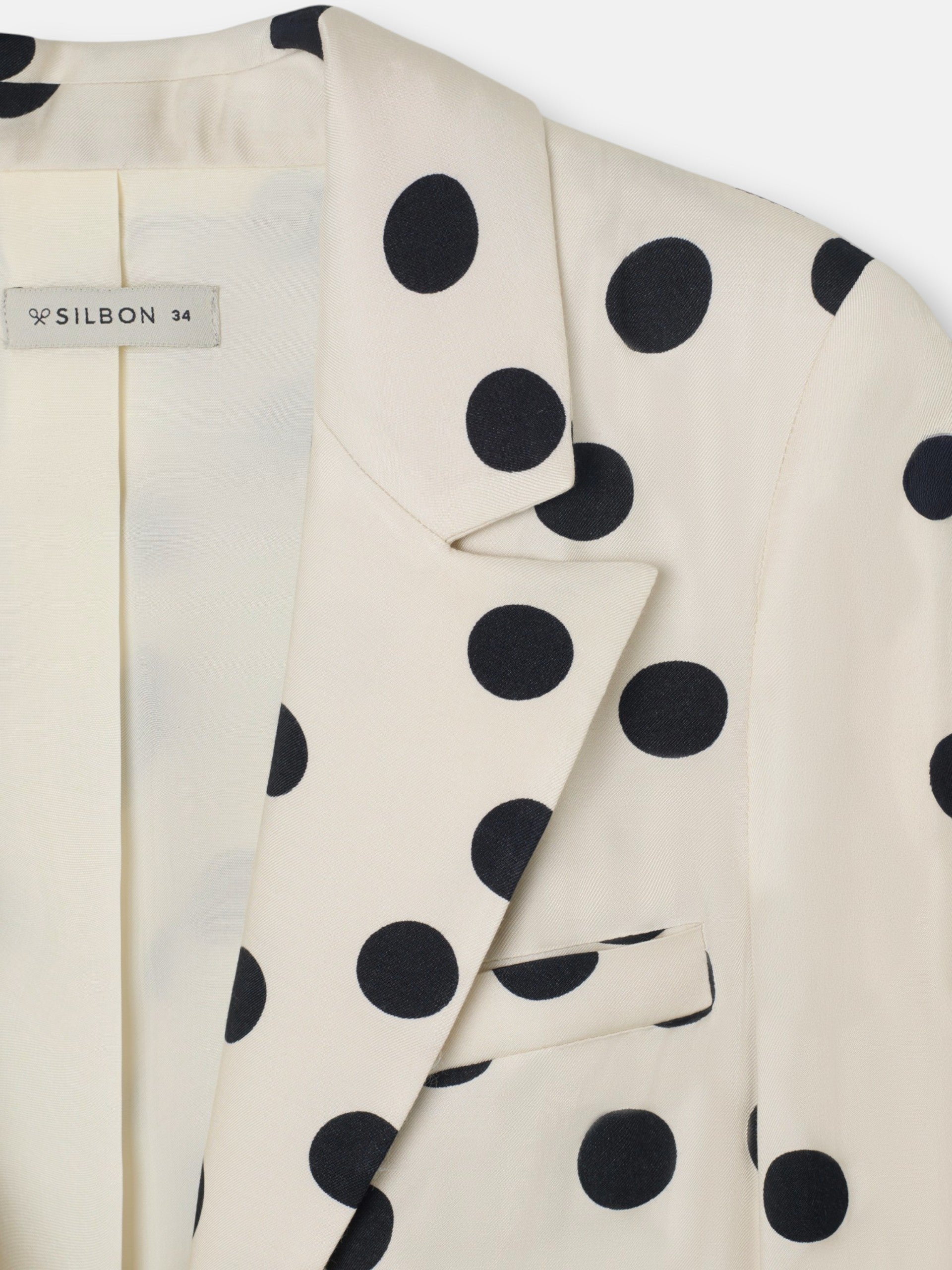 Blazer com lapelas de bolinhas preto