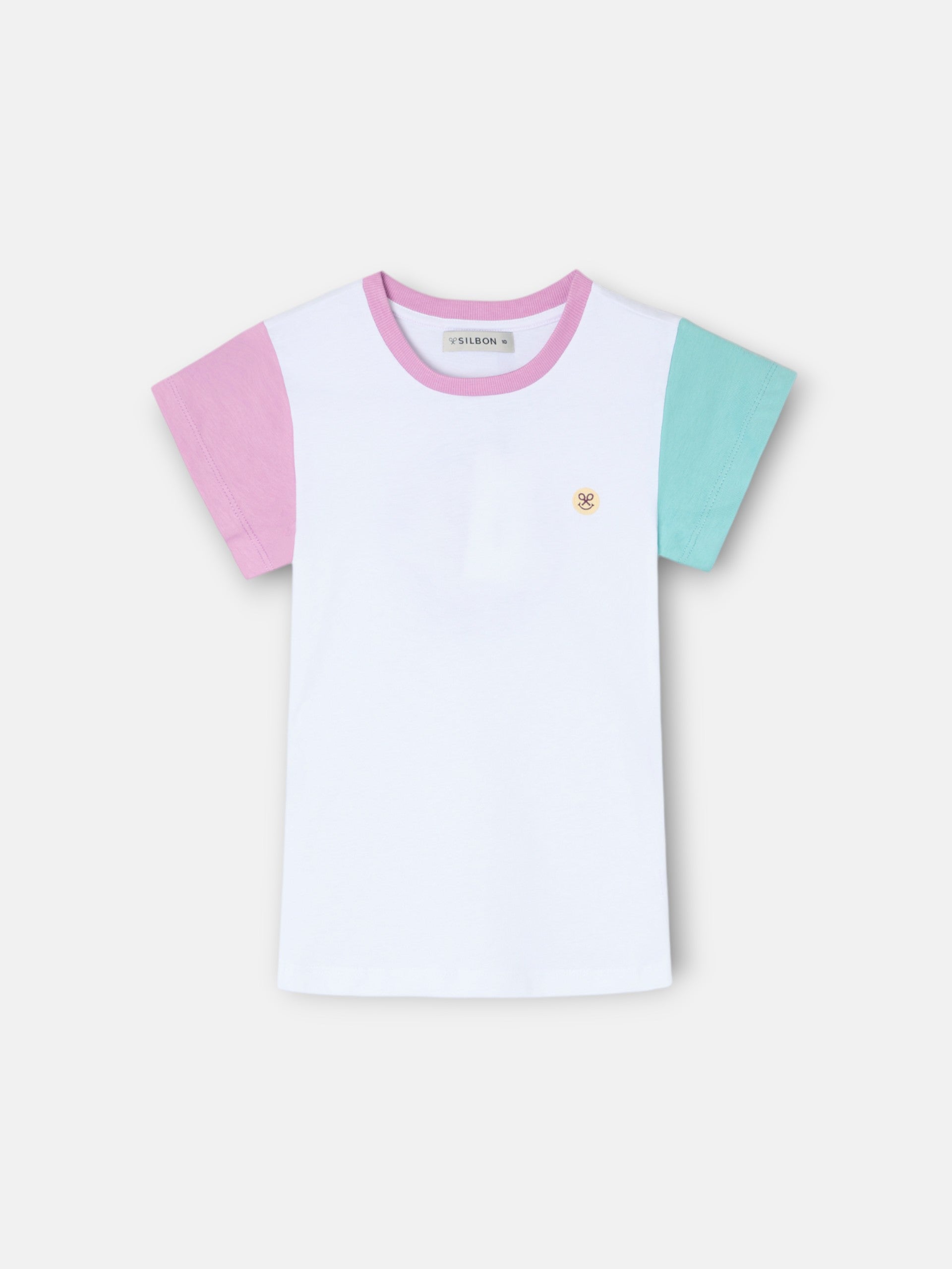 White girl’s t-shirt with bicolor sleeves