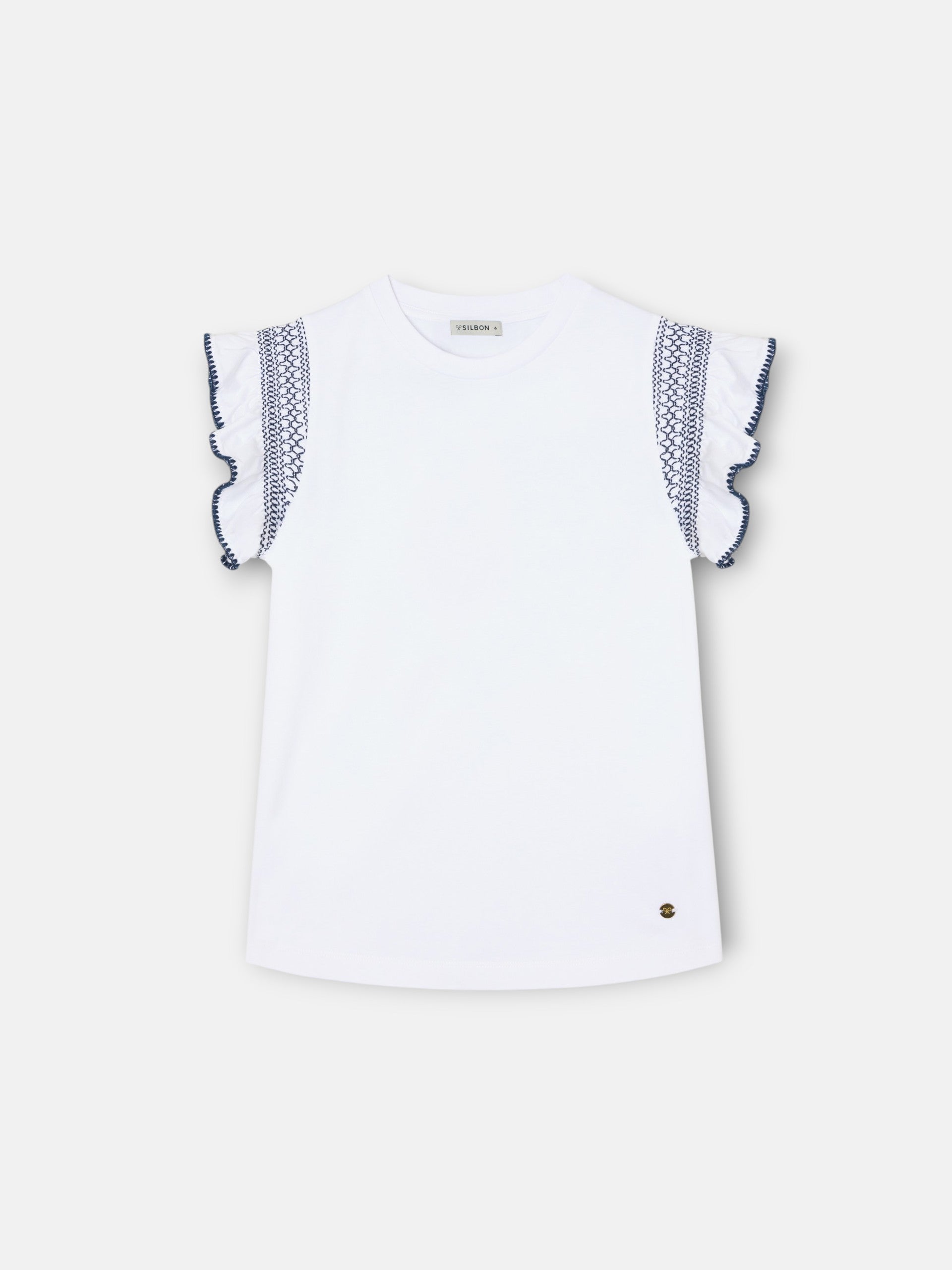 White girl’s t-shirt with embroidered sleeves