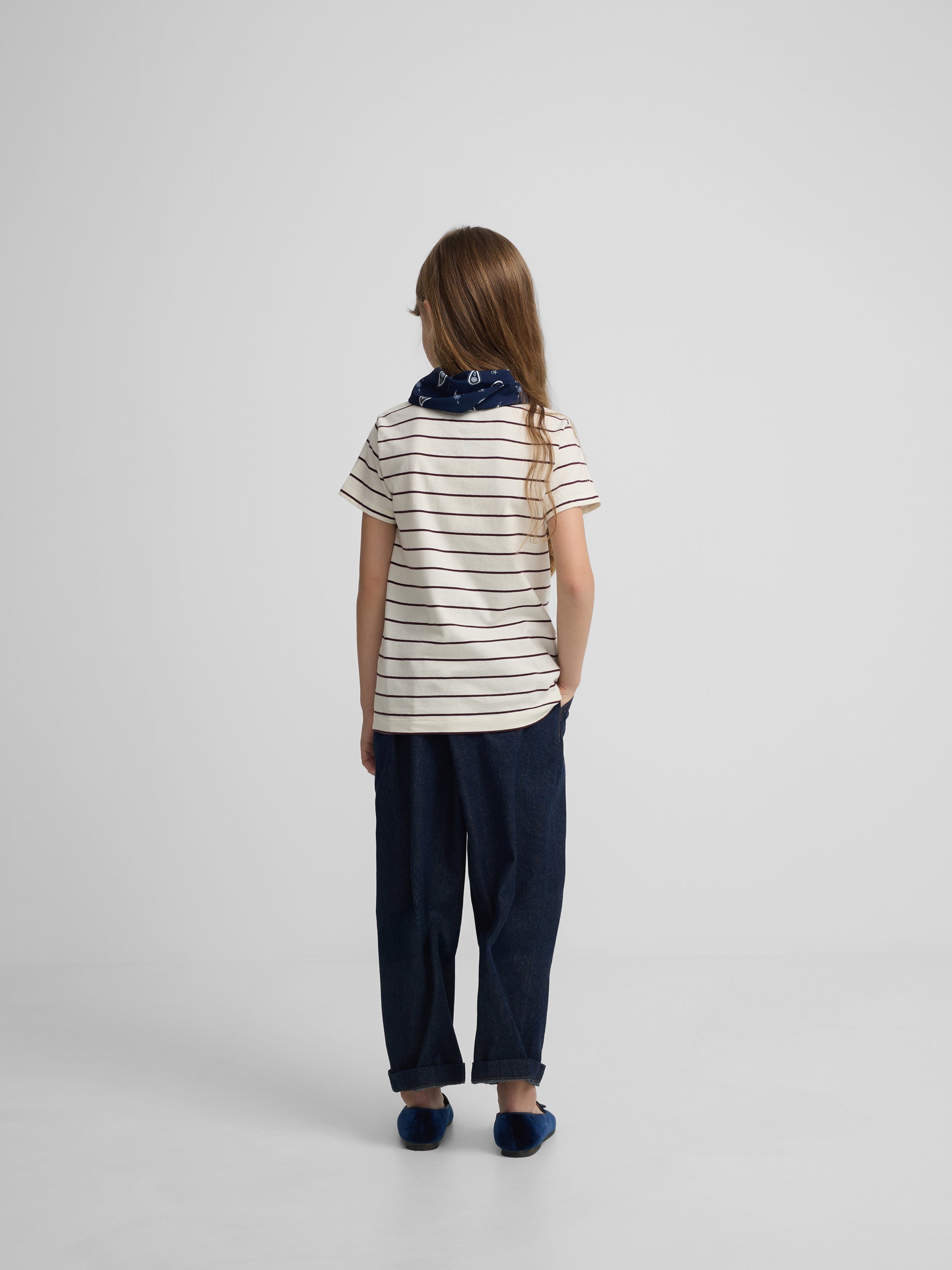Girl's T-shirt with Silbon blue bandana applique