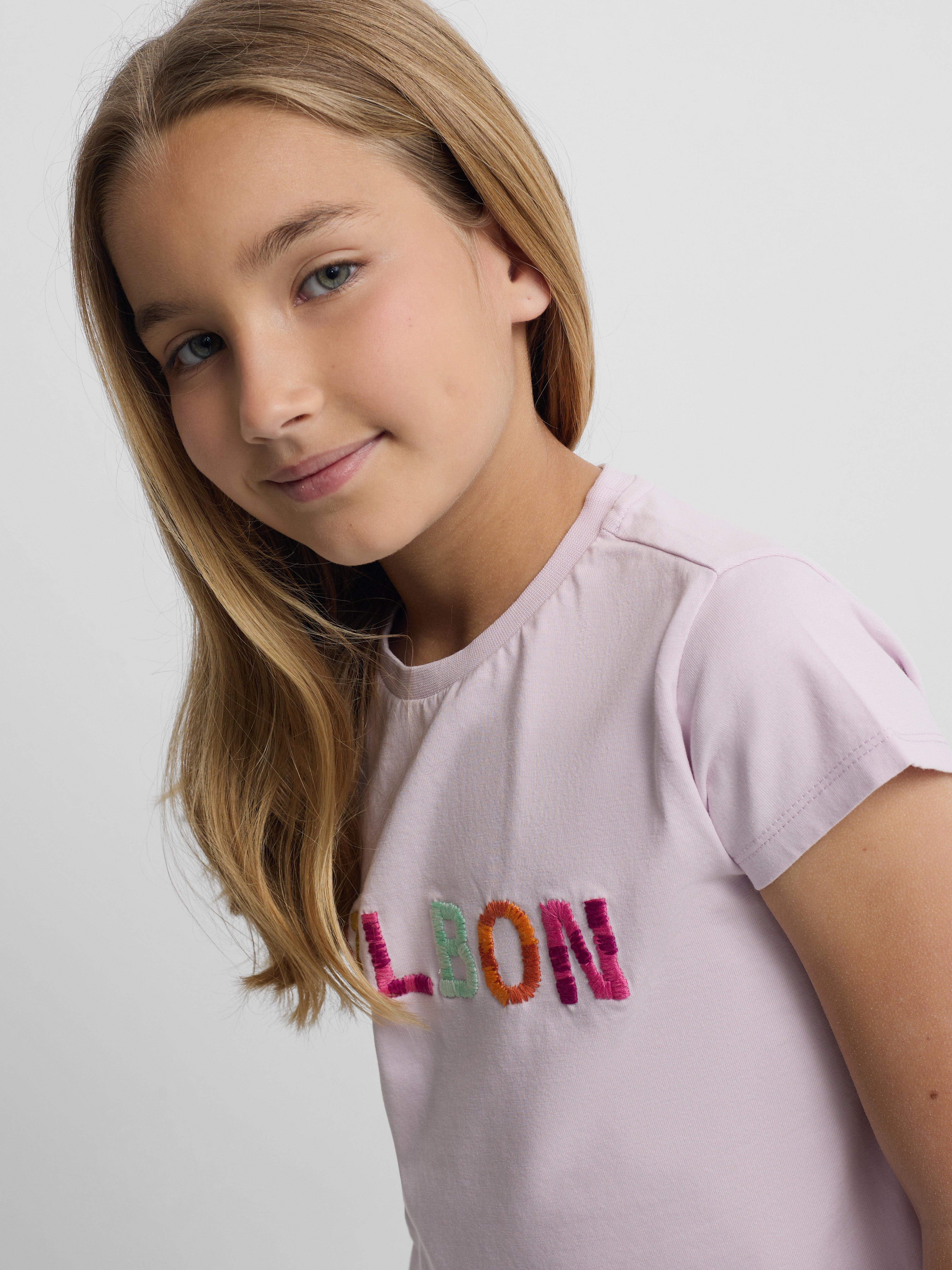 Girl's lilac Silbon embroidered t-shirt