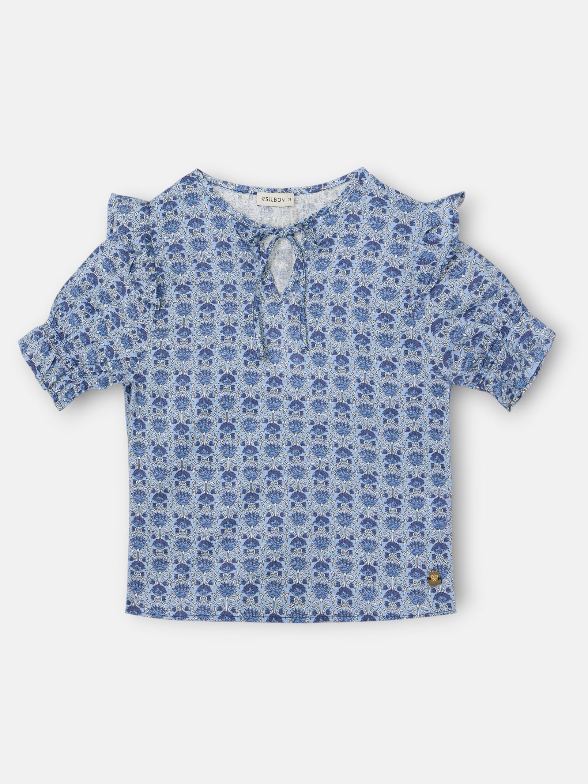 Blusa girl manga corta estampado azul